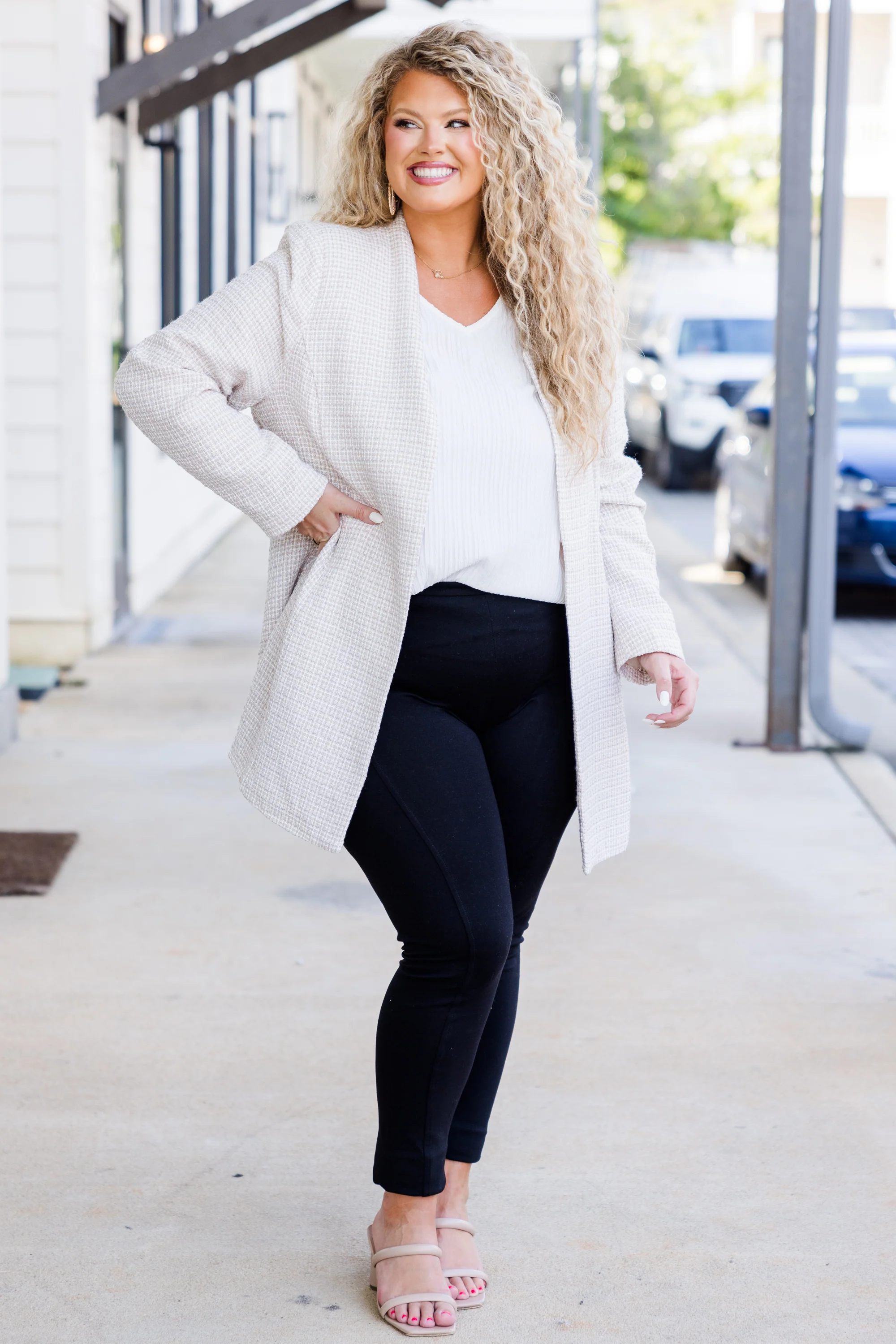 Get Down To Business Jacket, Beige - Weilaico