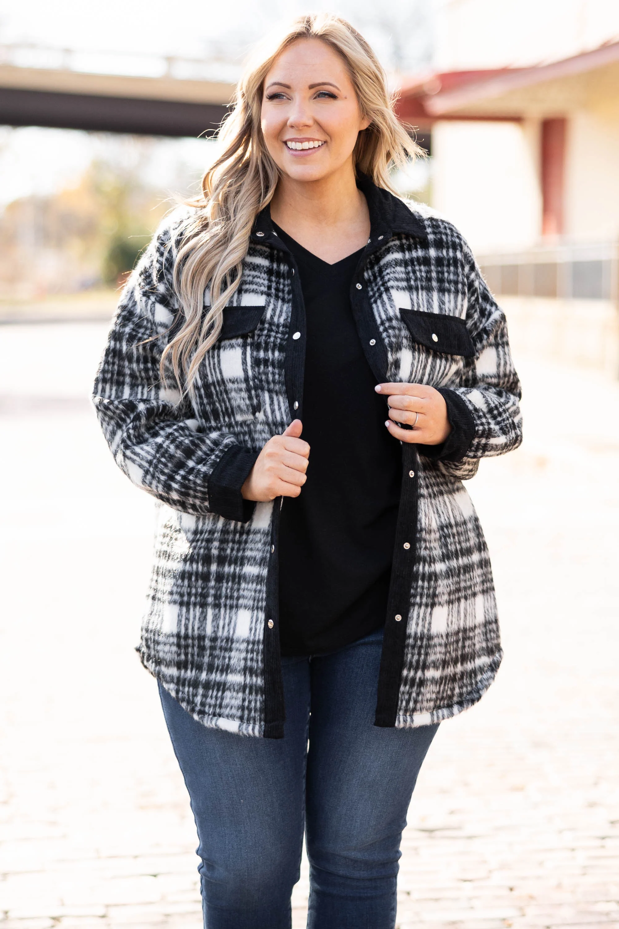 Staying Next To You Shacket, Black - Weilaico