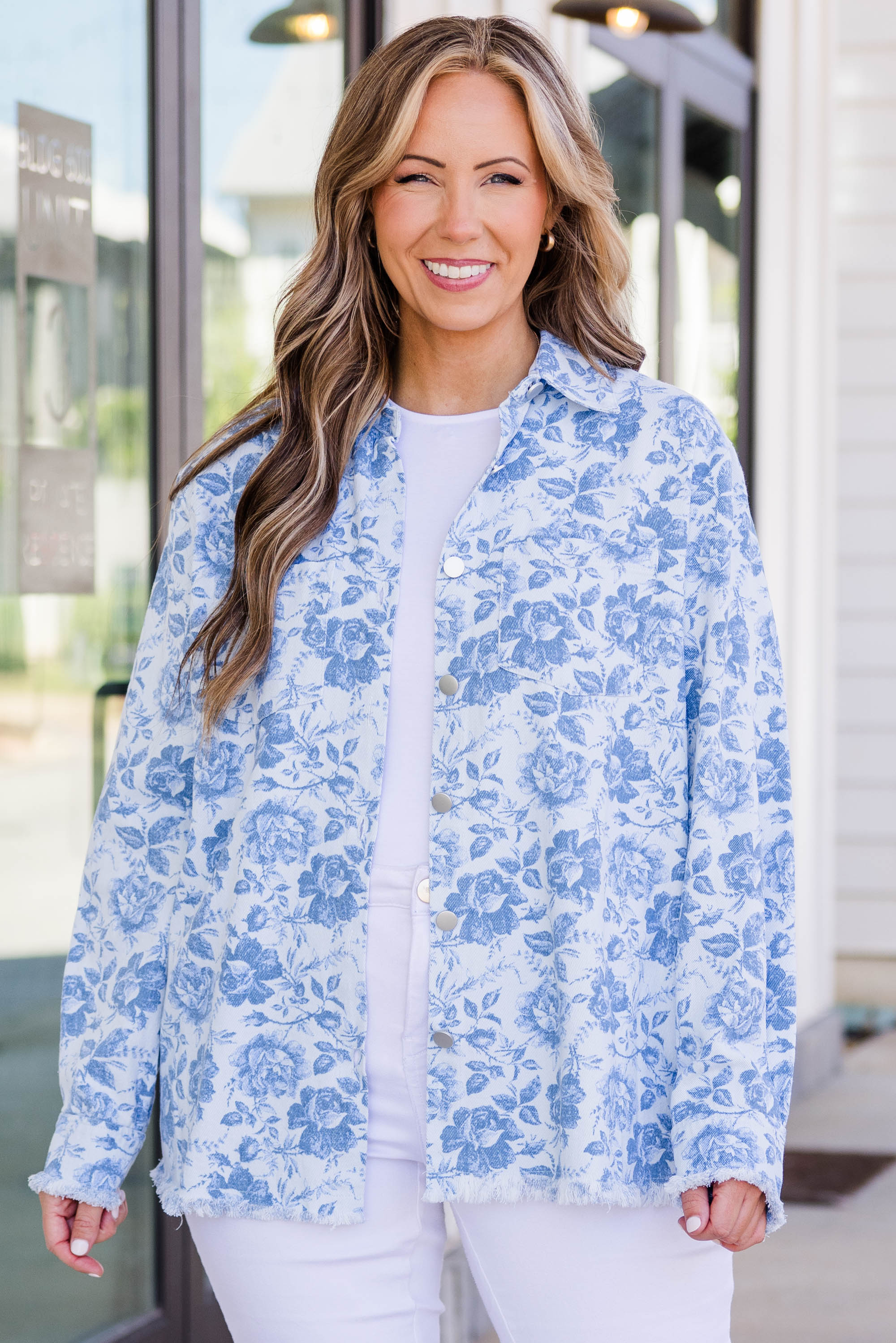 Rising Rose Jacket, Denim - Weilaico