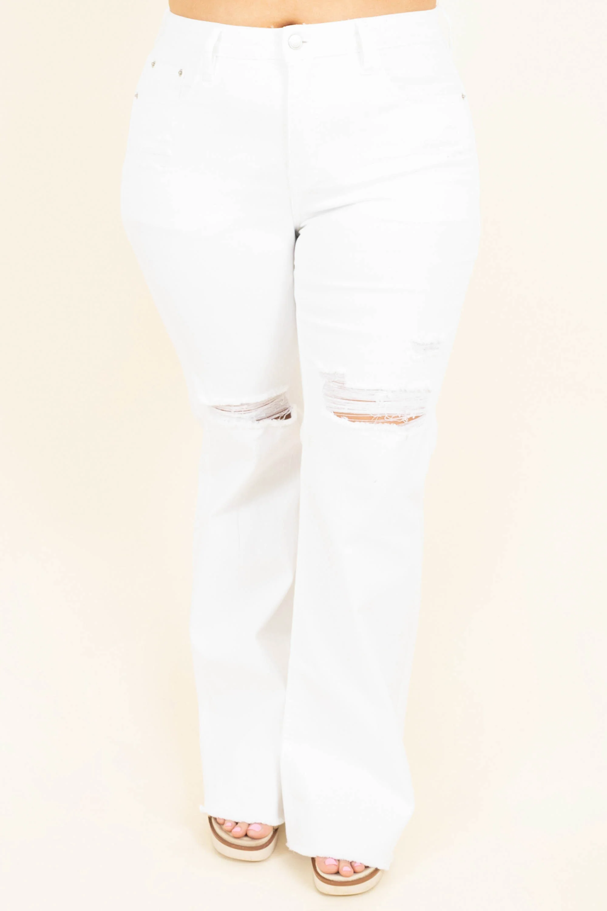 Snazzy Summer Jeans, White - Weilaico