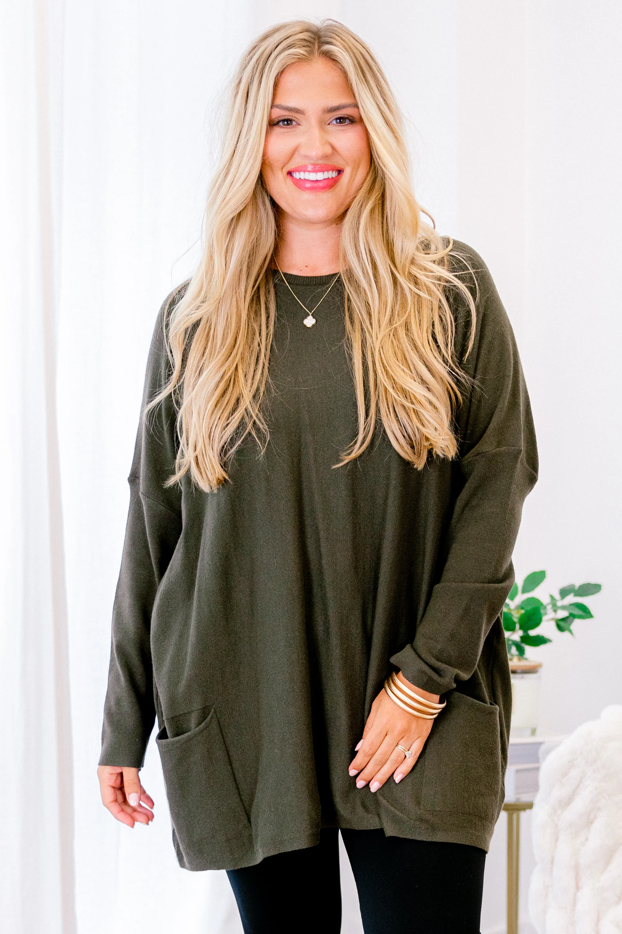 Snow Whispers Tunic, Olive - Weilaico