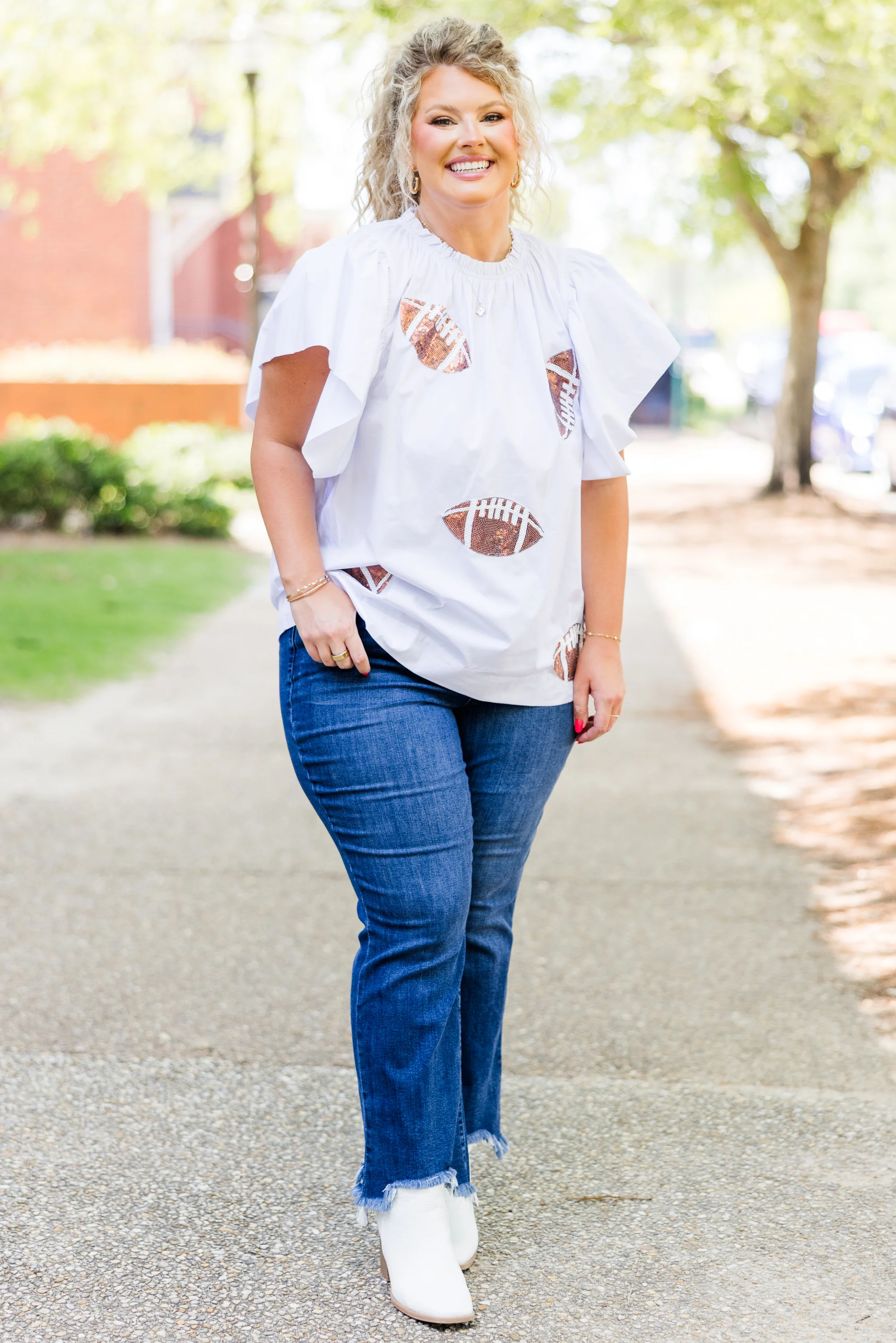 Here For Halftime Top, White - Weilaico