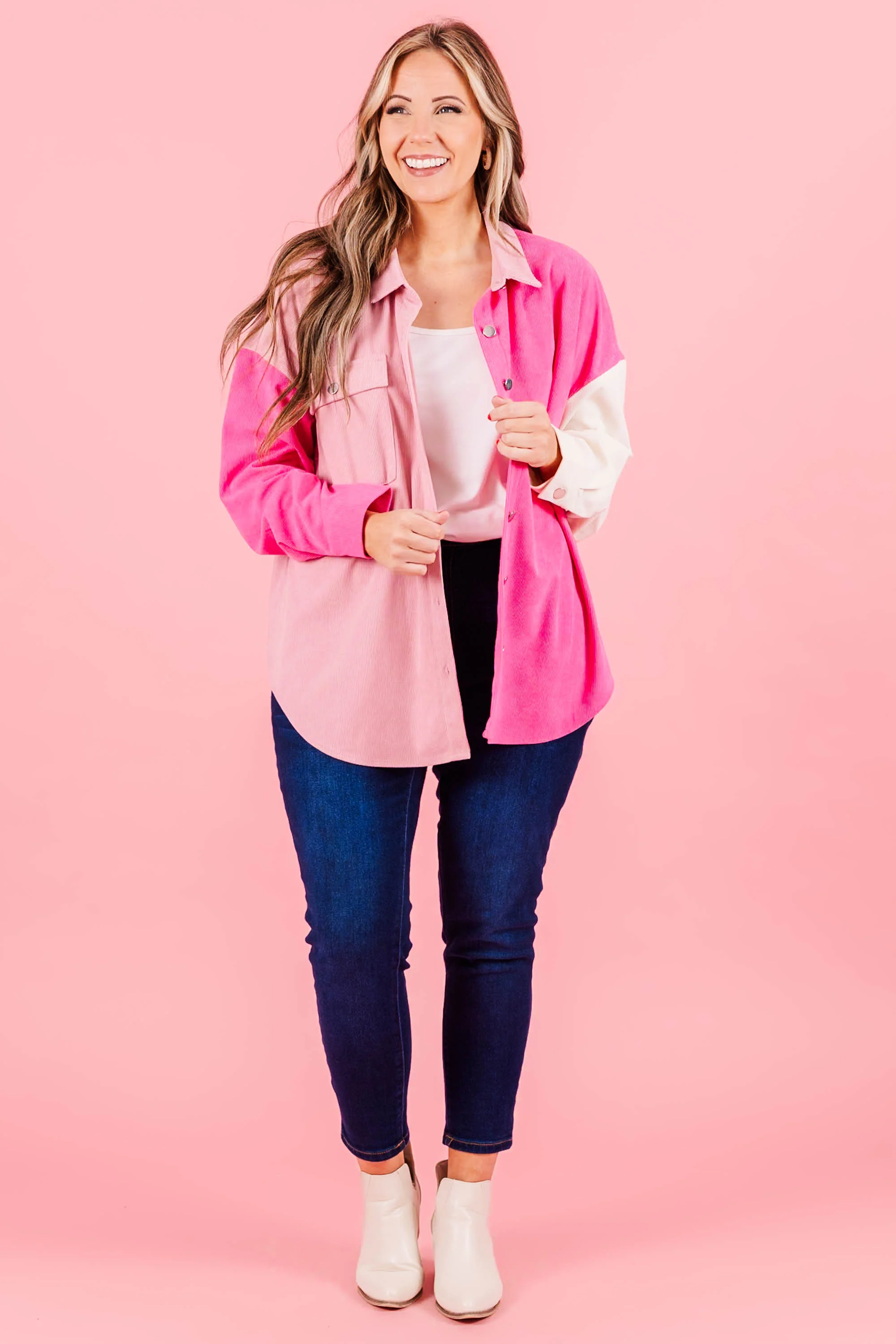 Rosewater Shacket, Pink Multi - Weilaico