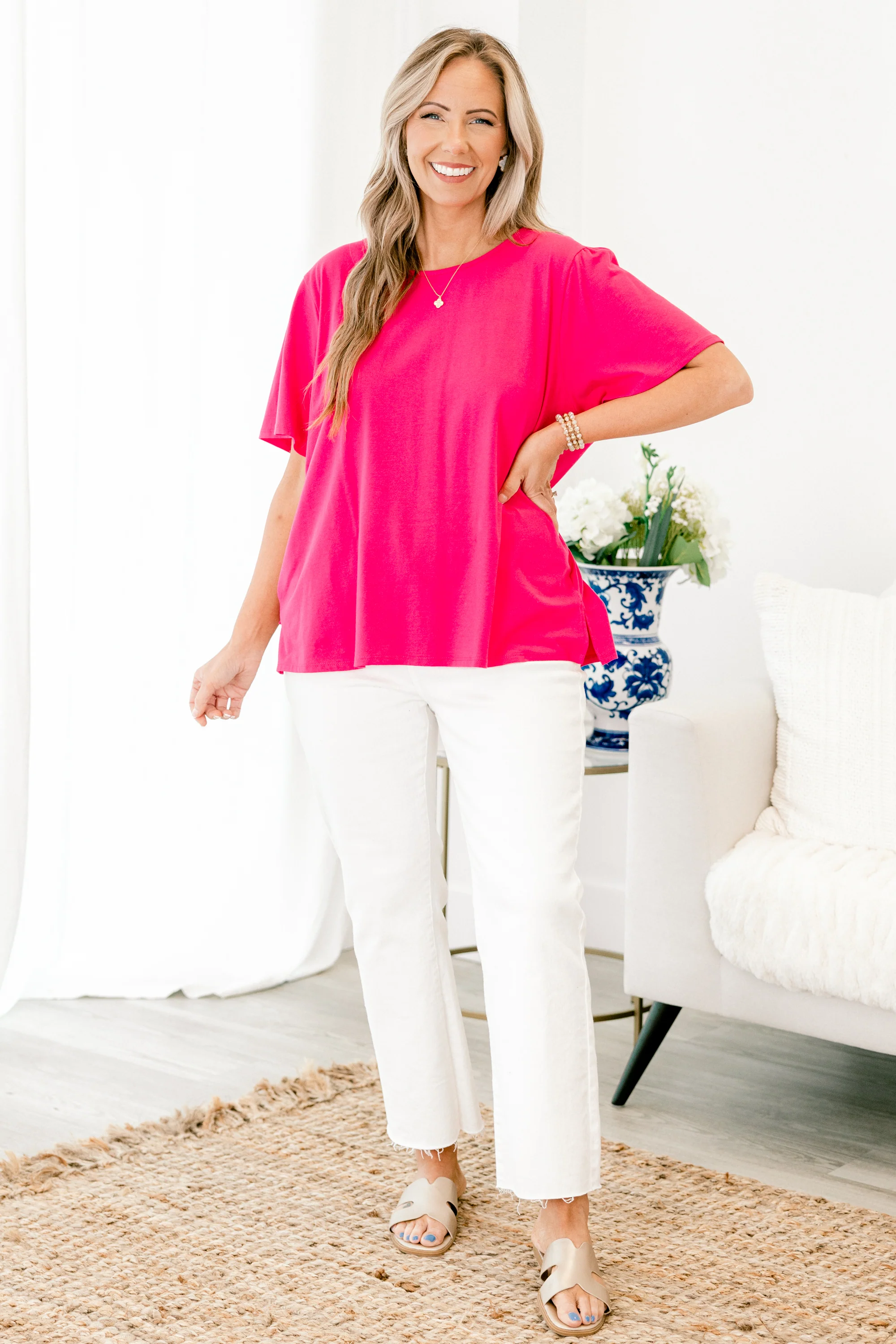 An Open Book Top, Fuchsia - Weilaico