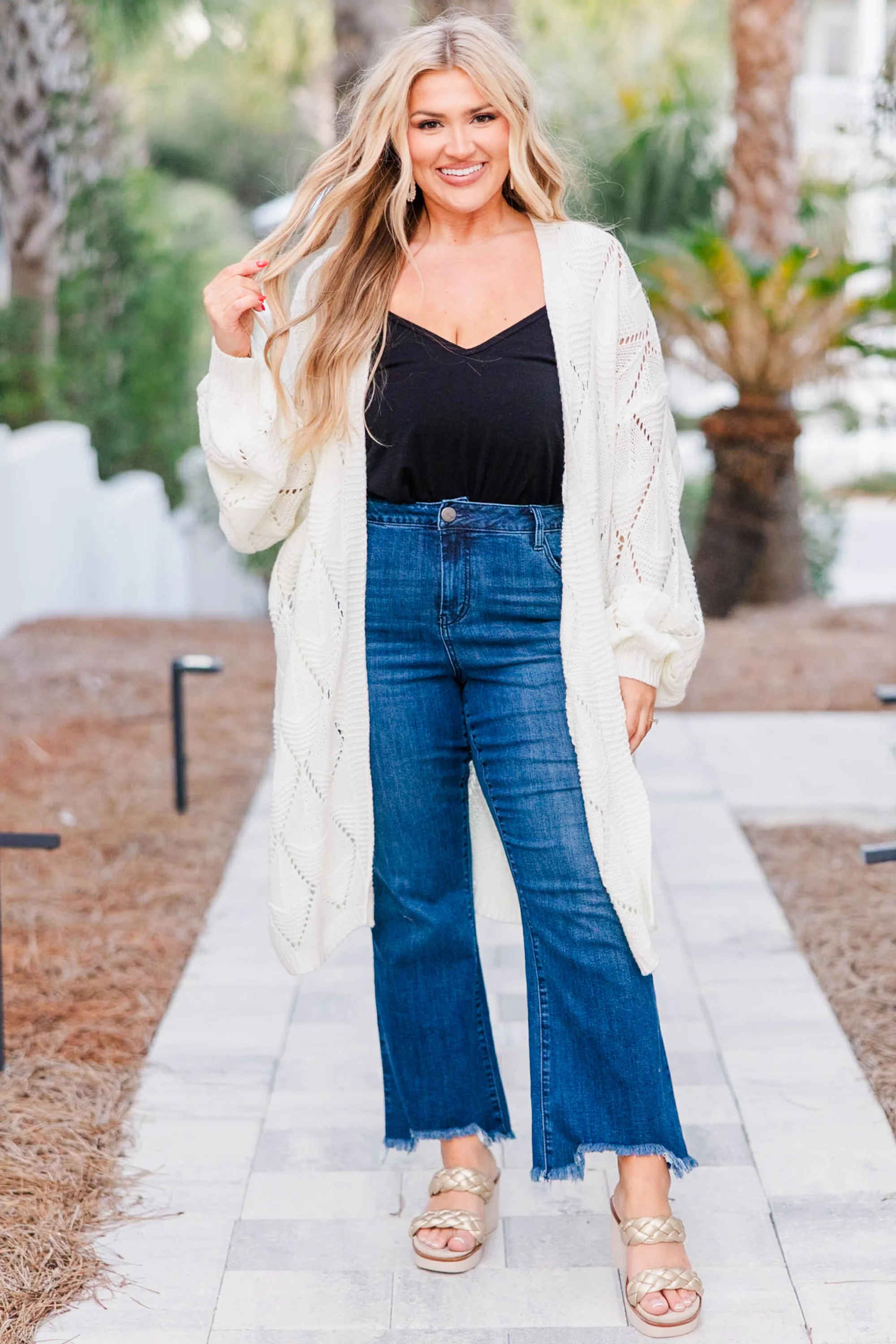 Eat, Drink, And Be Cozy Cardigan, White - Weilaico