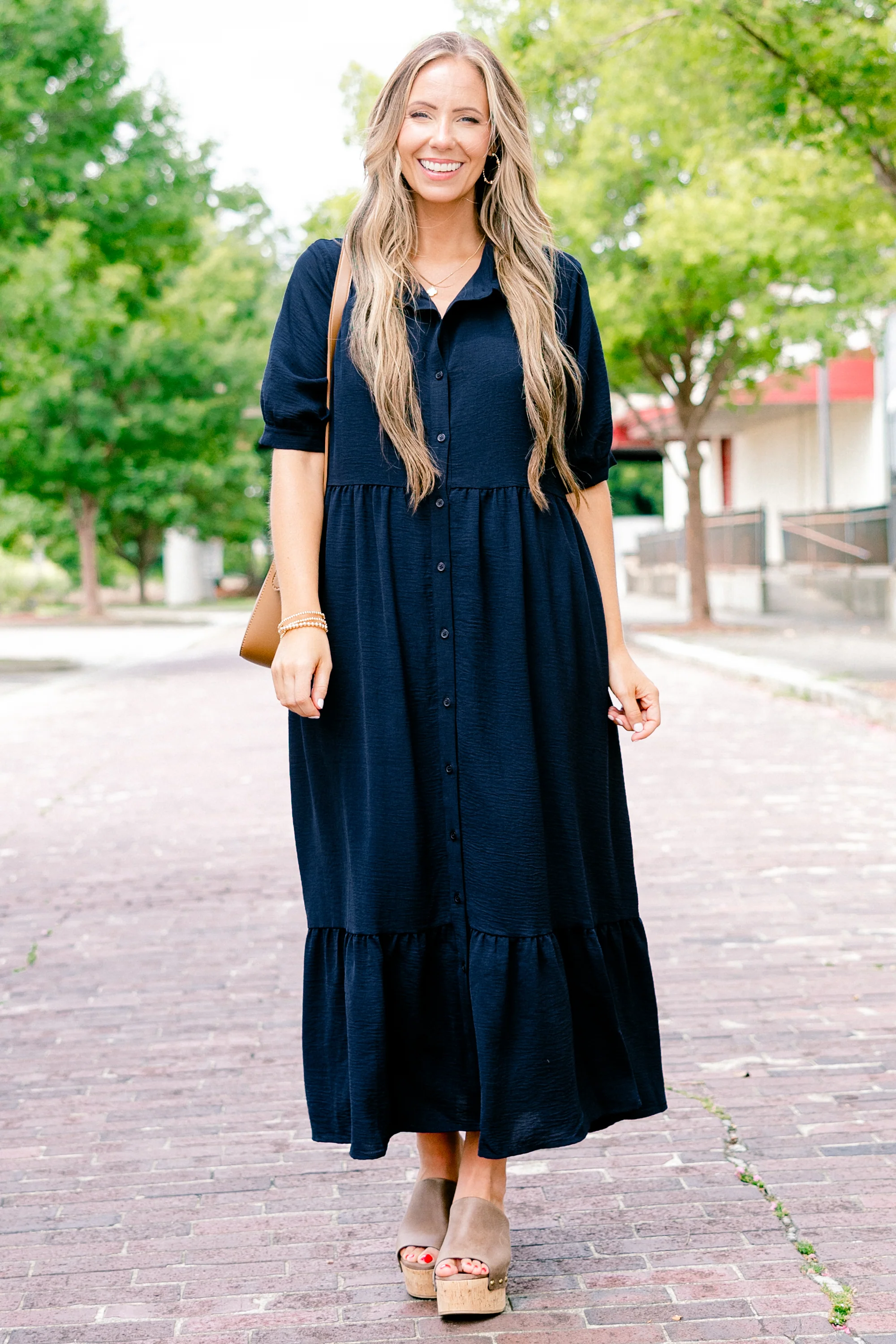 In Your Happy Place Dress, Navy - Weilaico
