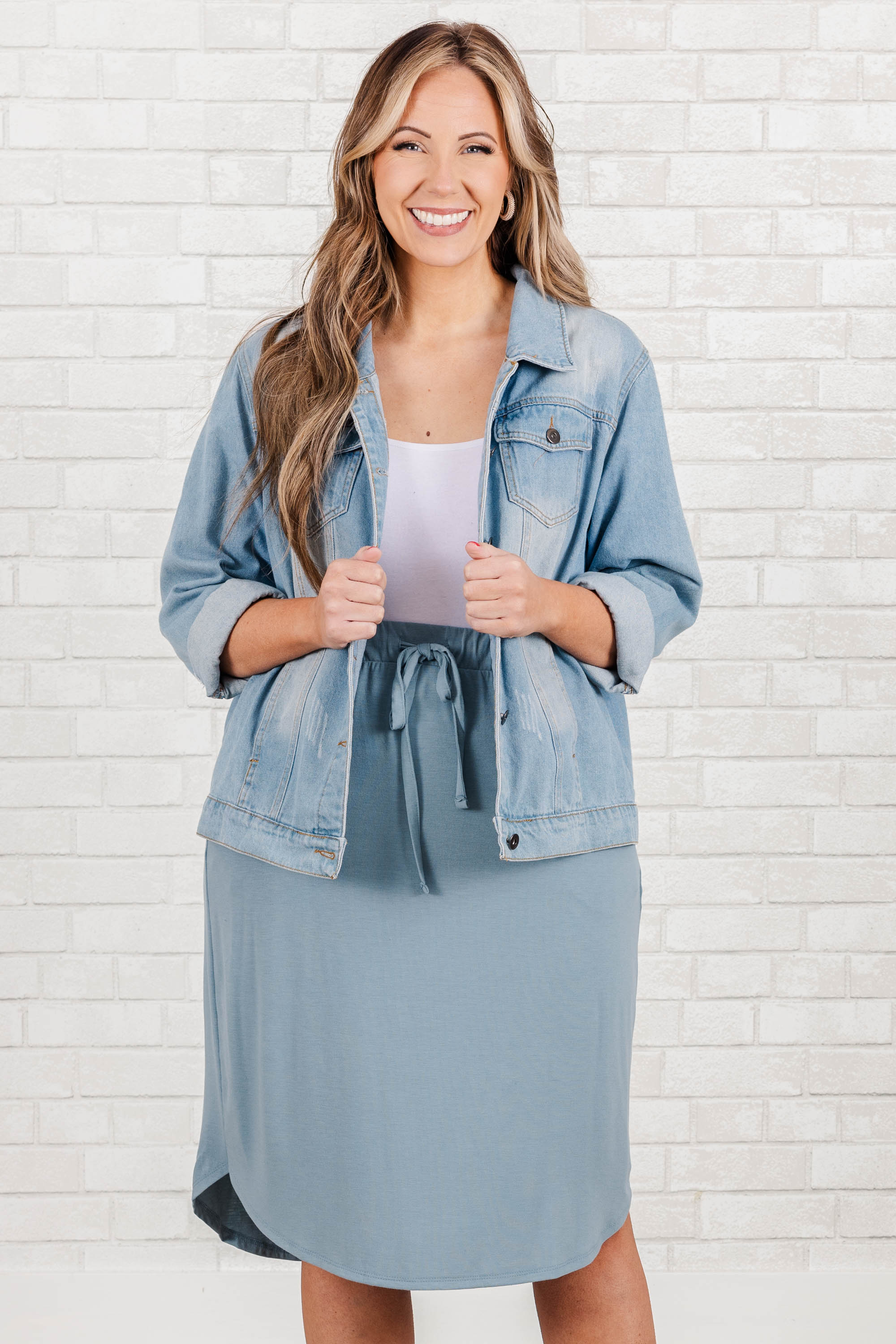 Nice And Comfortable Skirt, Blue Grey - Weilaico