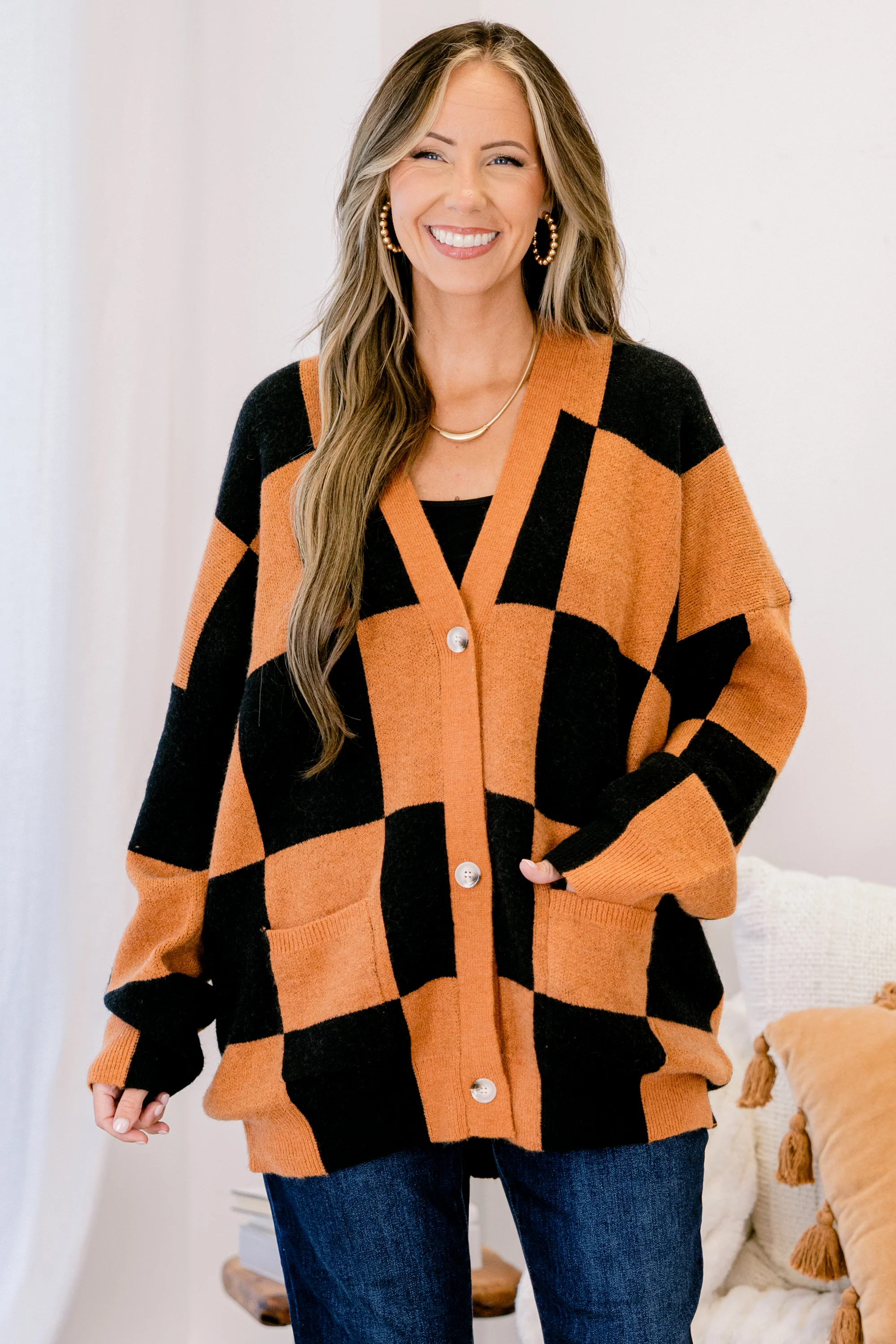 On The Run Cardigan, Pumpkin - Weilaico