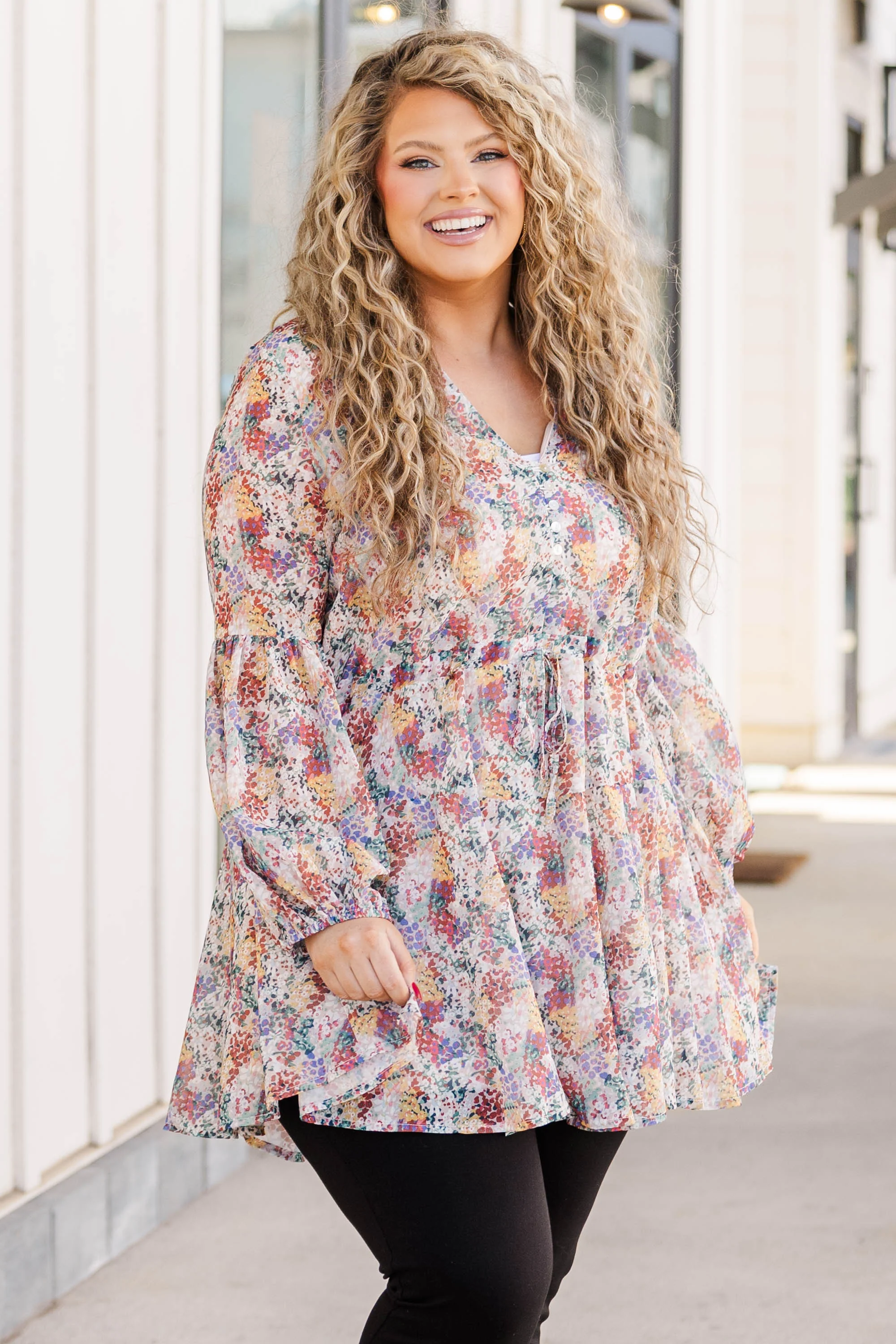 Breath Of Fresh Flare Tunic, Tan - Weilaico