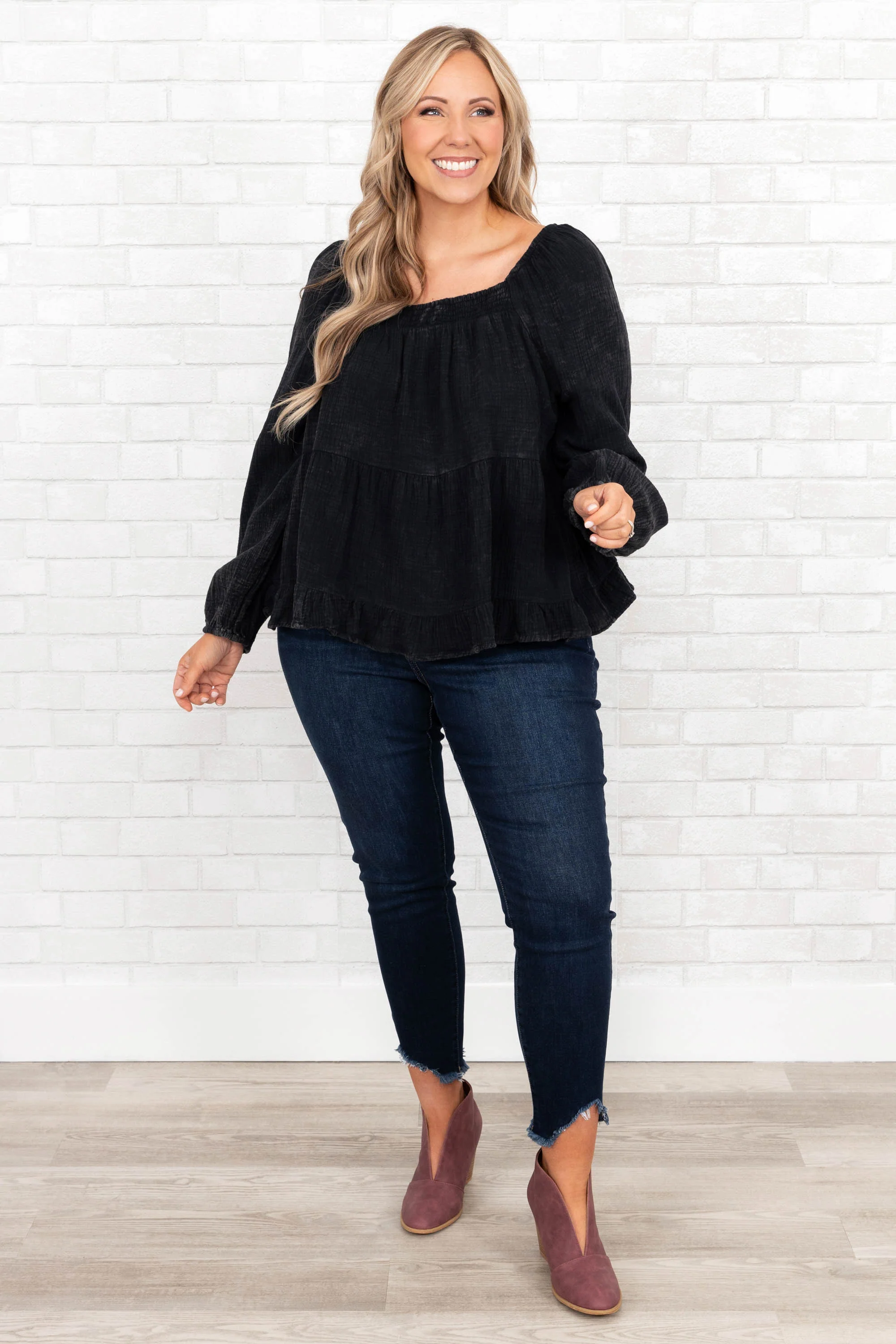 Come Home To Me Top, Black - Weilaico