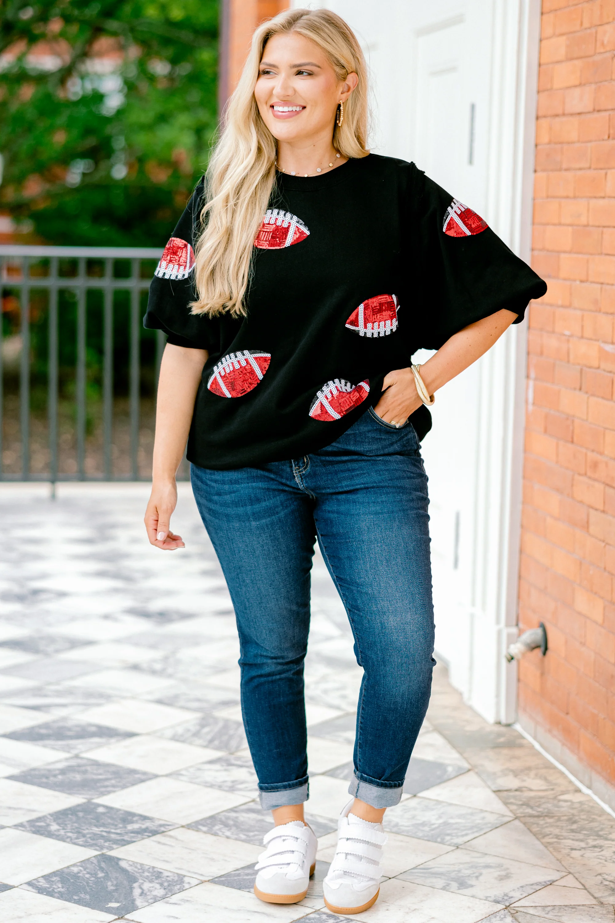 Touchdown Sparkle Top, Black - Weilaico