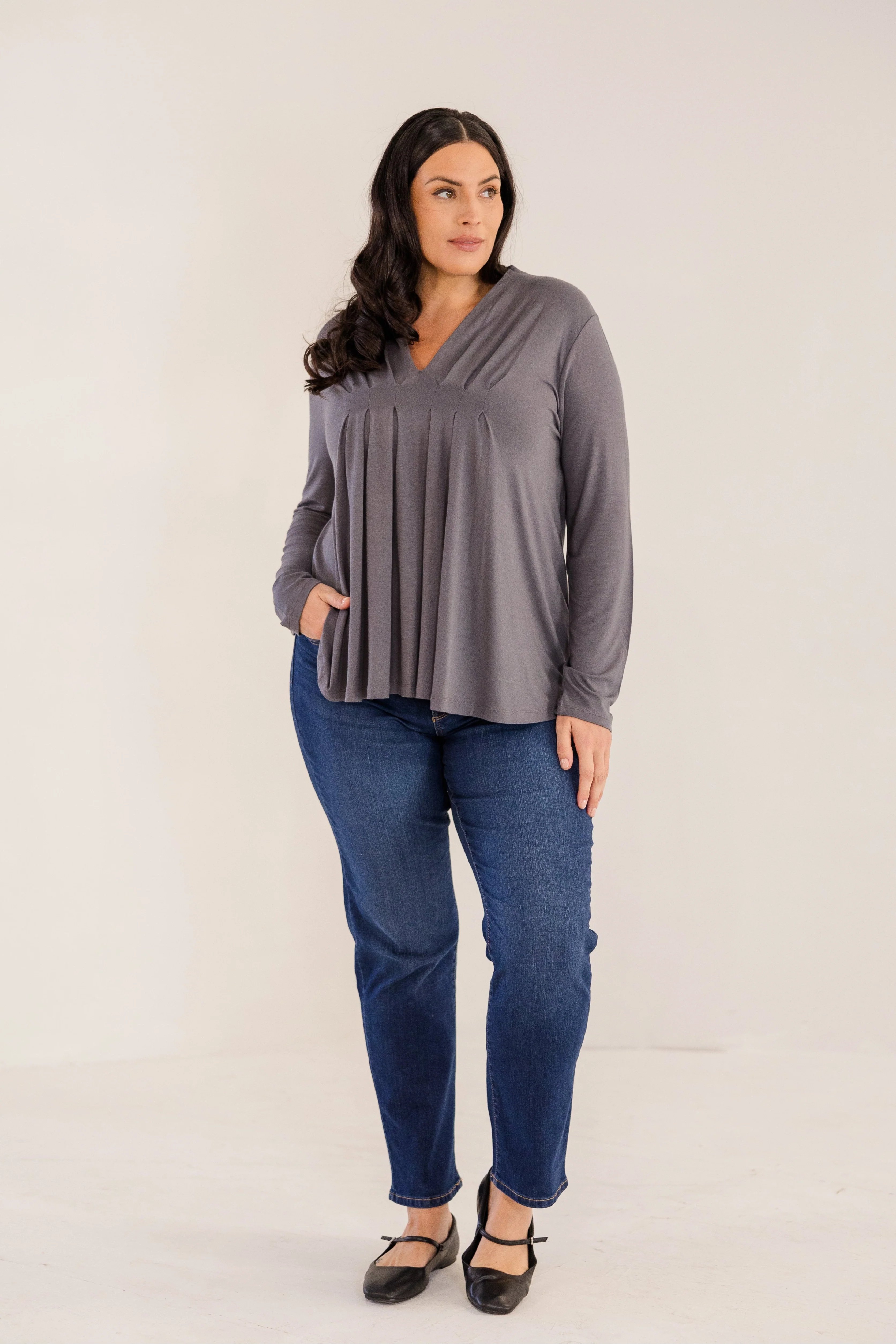 Mercer Front Pleat Top, Castle Rock - Weilaico
