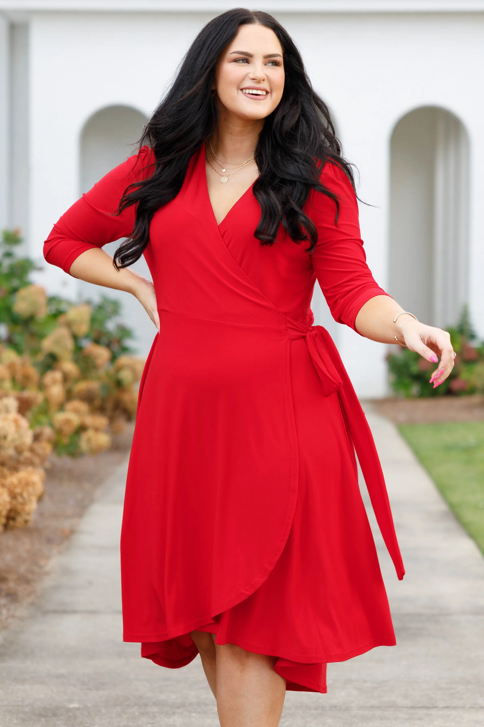 Just Beautiful Me Dress, Red - Weilaico