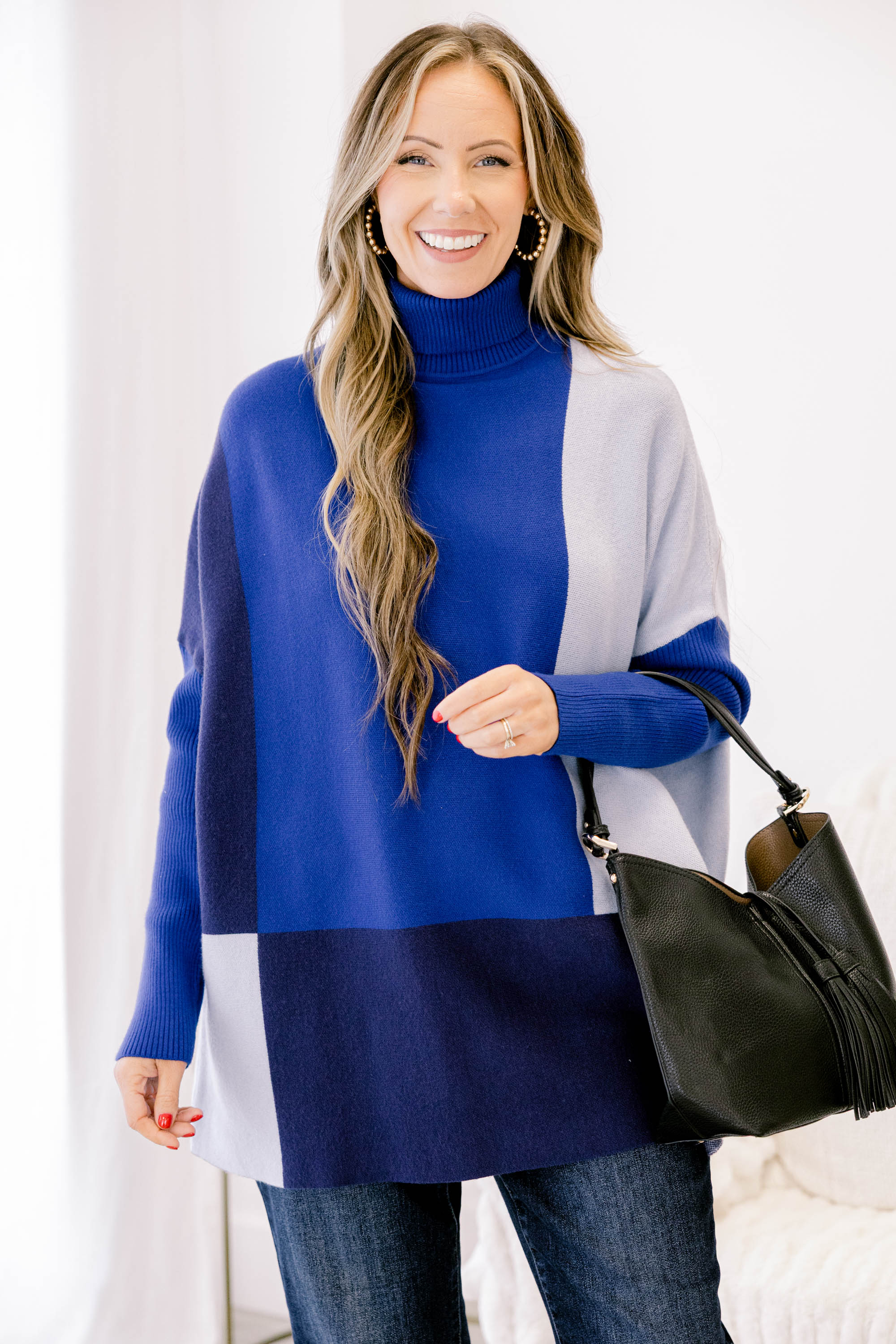 Mosaic Melody Sweater, Blue - Weilaico