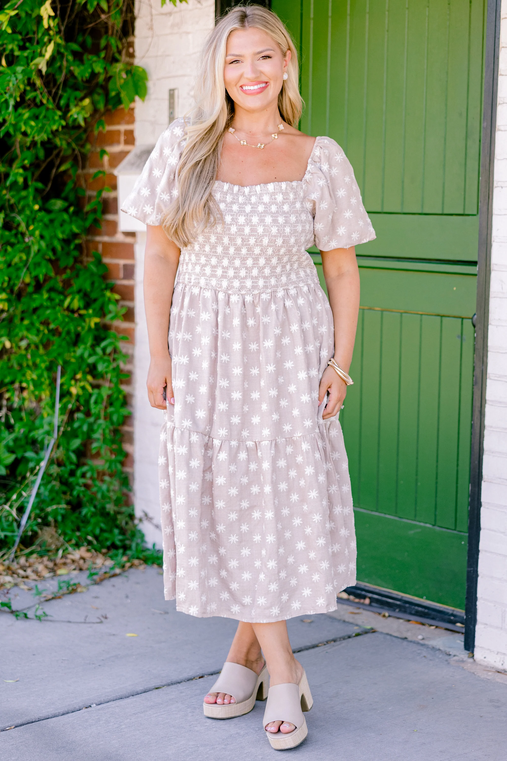 Feeling Grateful Midi Dress, Taupe - Weilaico