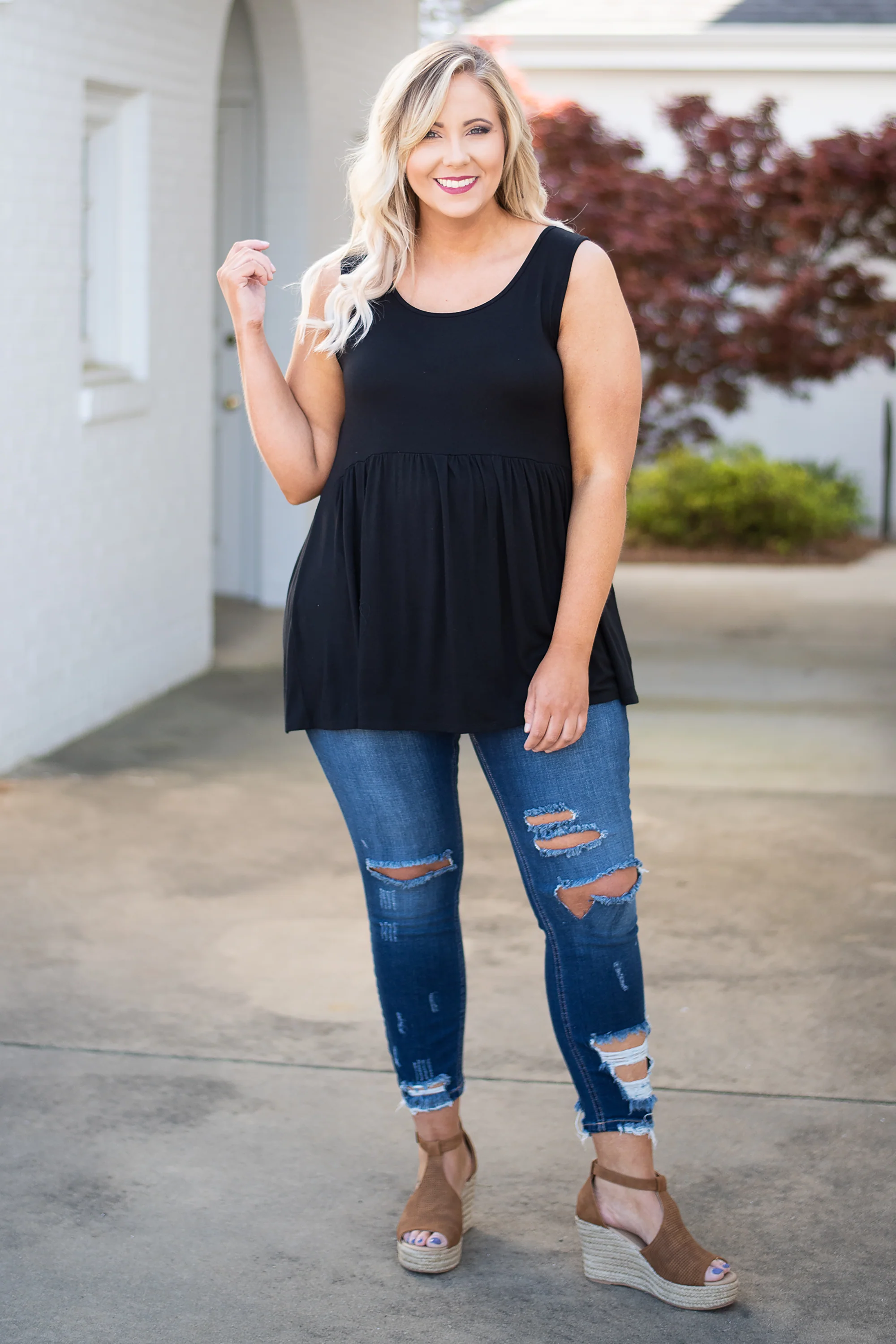 Blank Slate Skinny Jeans, Dark Wash - Weilaico