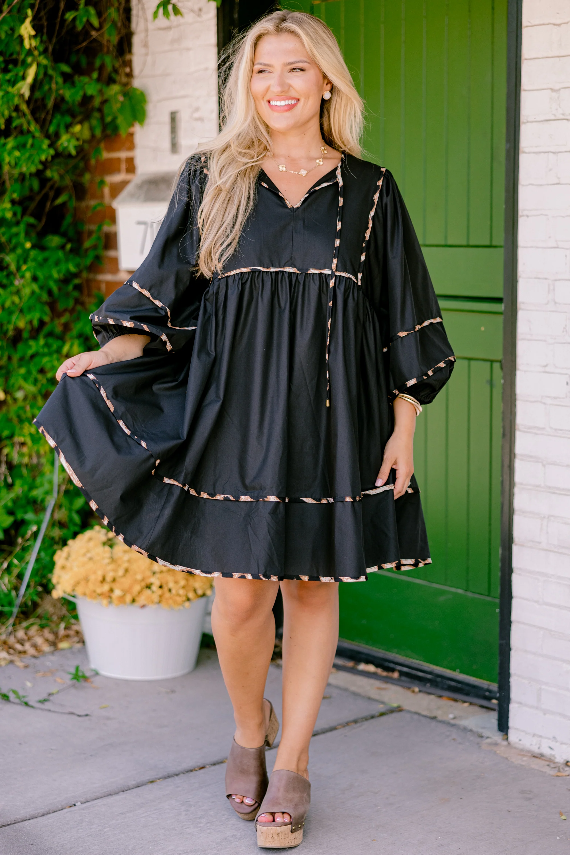 Stuck In Your Ways Dress, Black - Weilaico