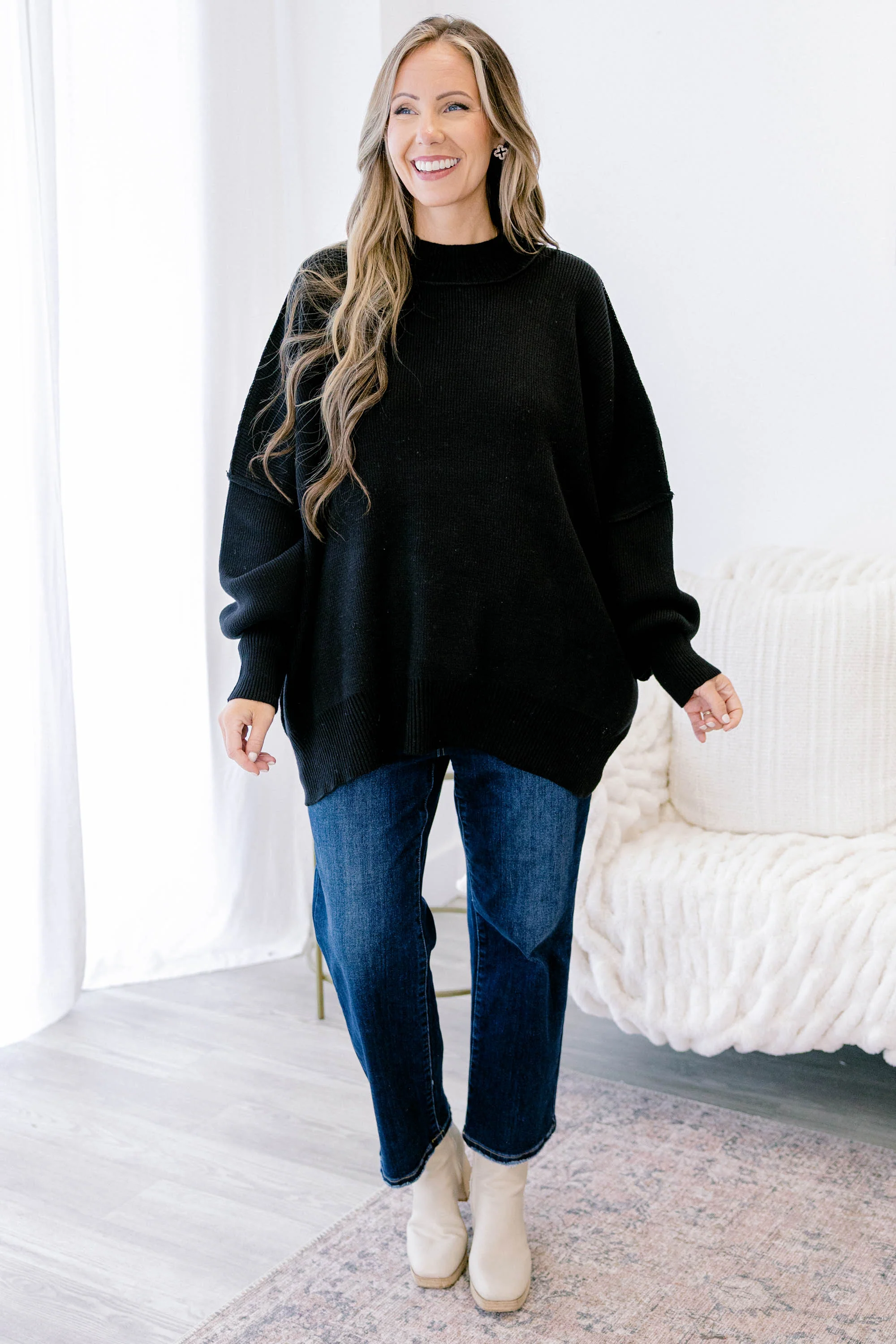 Perfectly Cozy Sweater, Black - Weilaico
