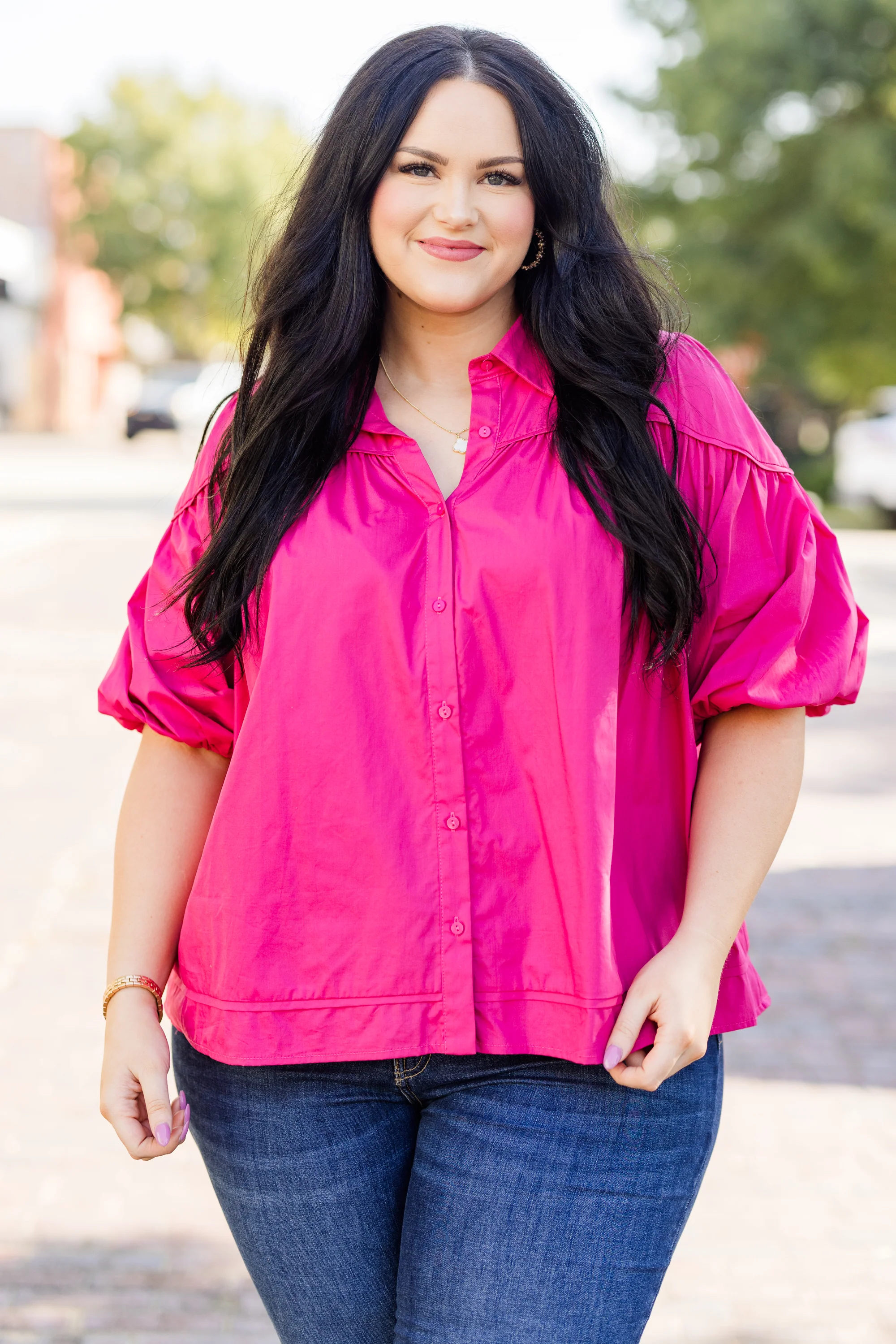 Love Is All Around Blouse, Magenta - Weilaico