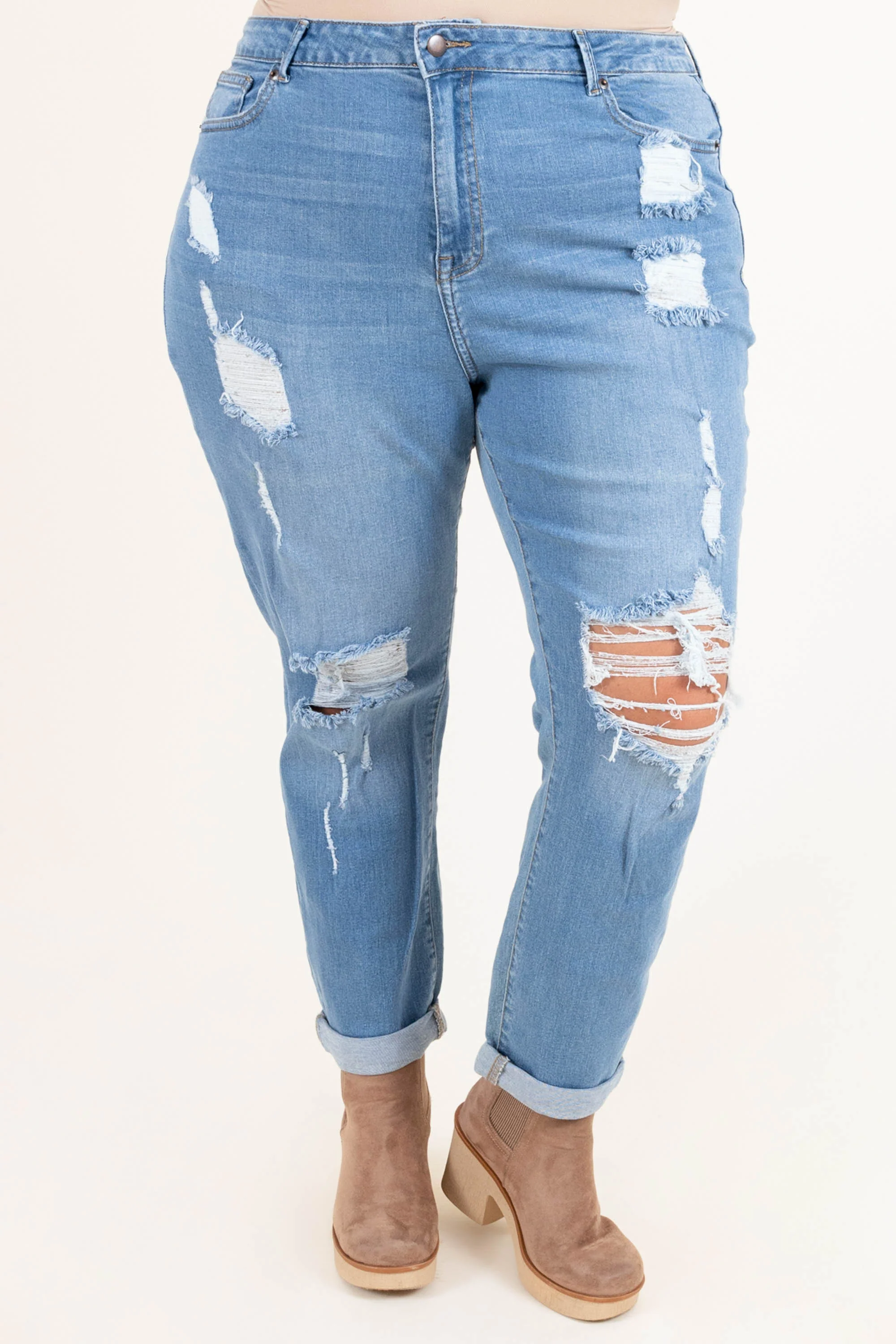 No More Stress Jeans, Light Blue - Weilaico