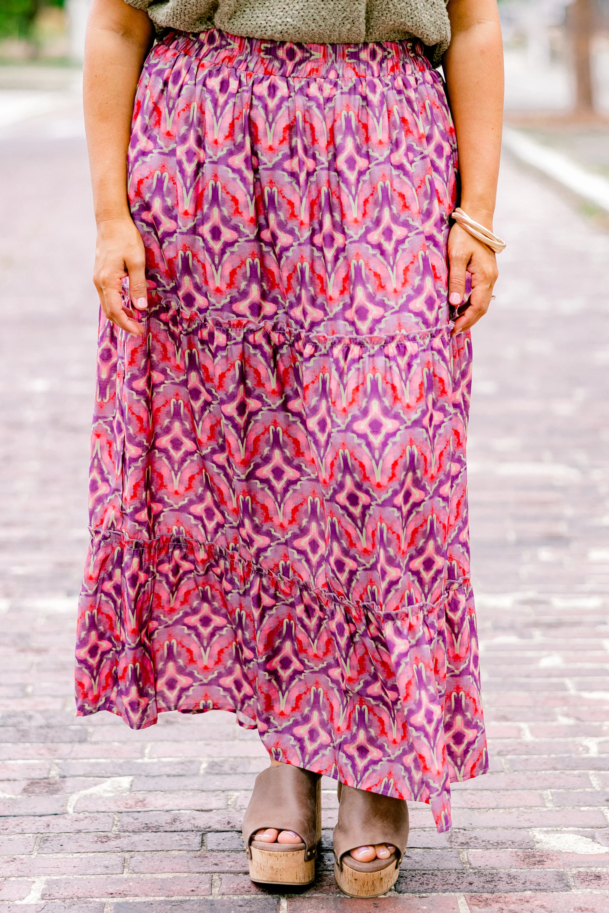 Whimsical Woman Maxi Skirt, Magenta - Weilaico