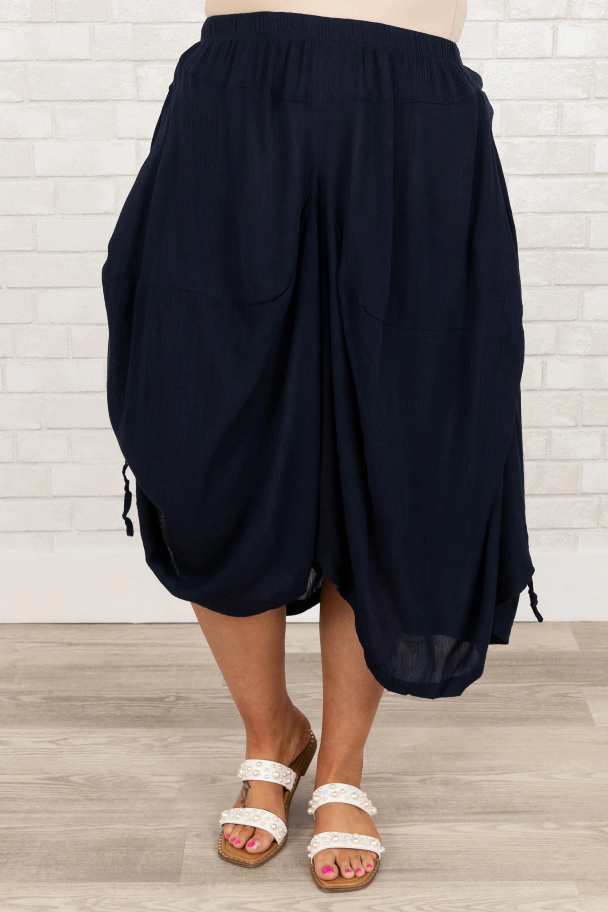 Harlow Gold Pants, Navy - Weilaico