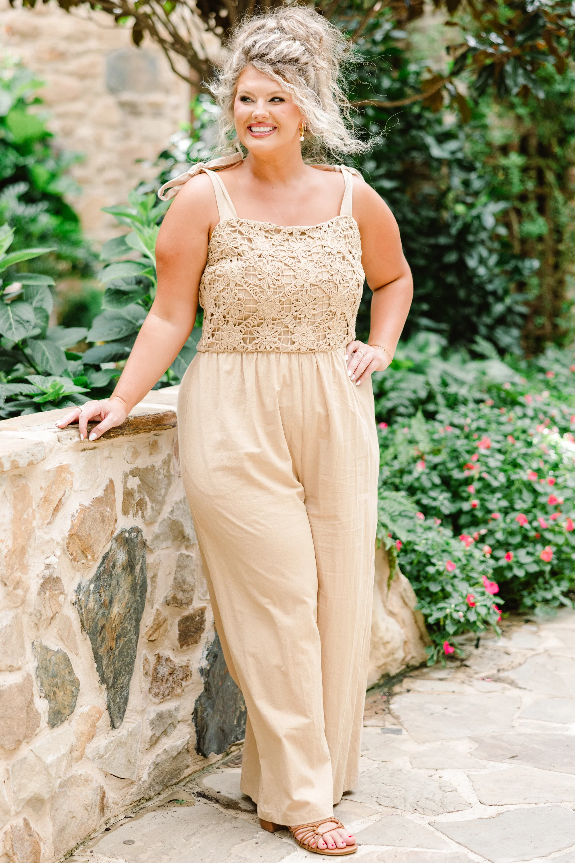 Let's Dance Tonight Jumpsuit, Latte - Weilaico