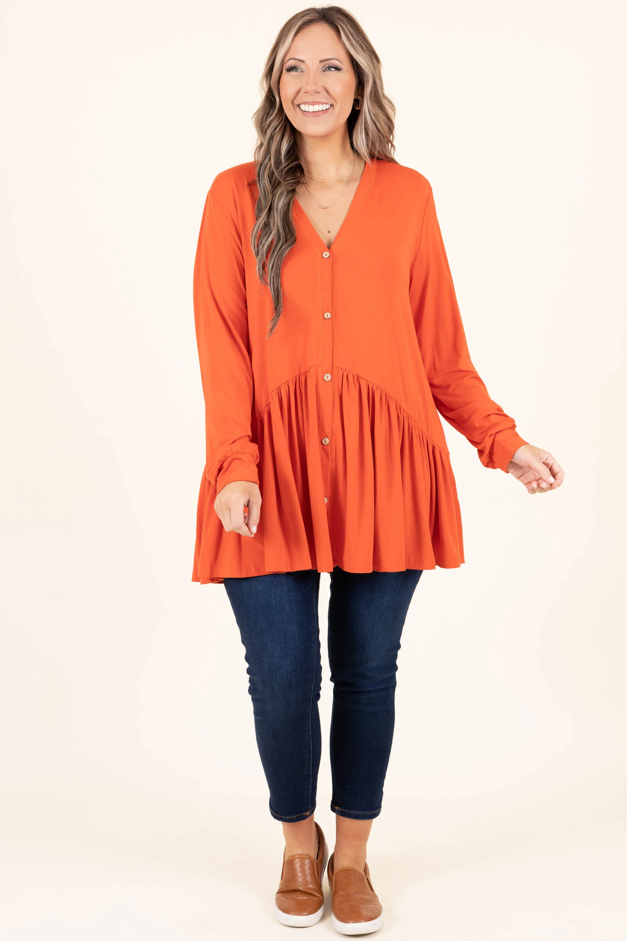All The Emotions Tunic, Rust - Weilaico