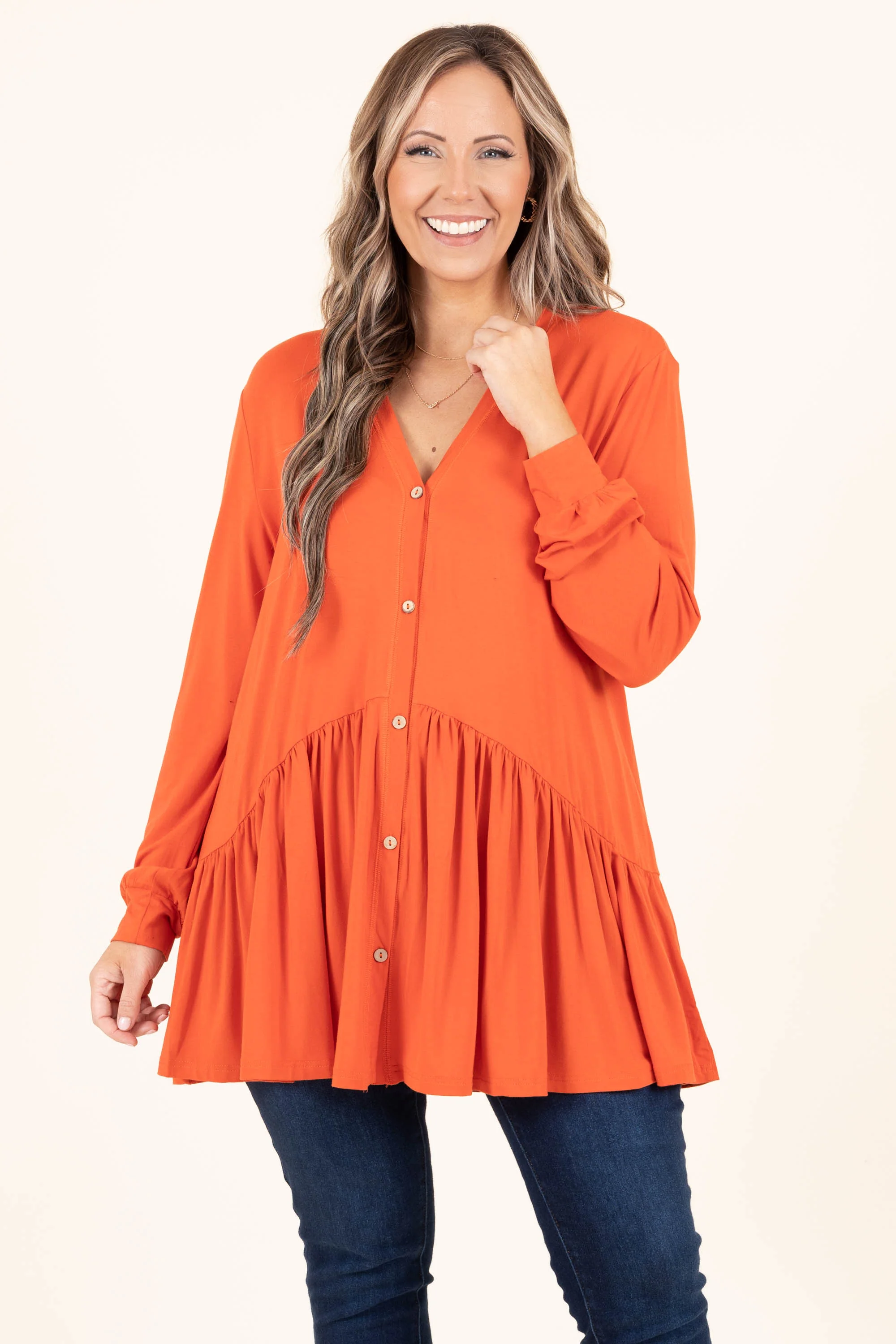 All The Emotions Tunic, Rust - Weilaico