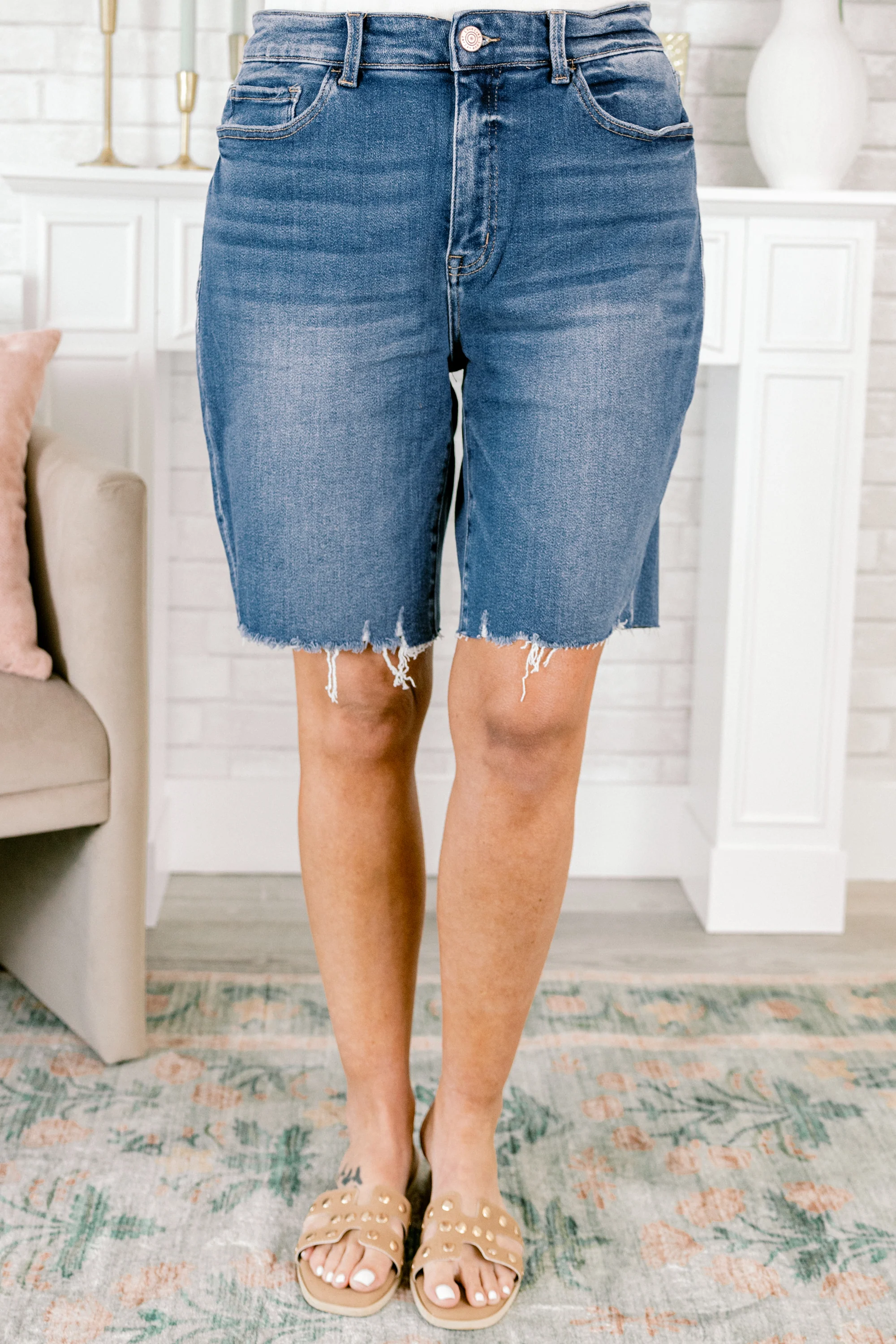 Summer Picnics Shorts, Medium Wash - Weilaico