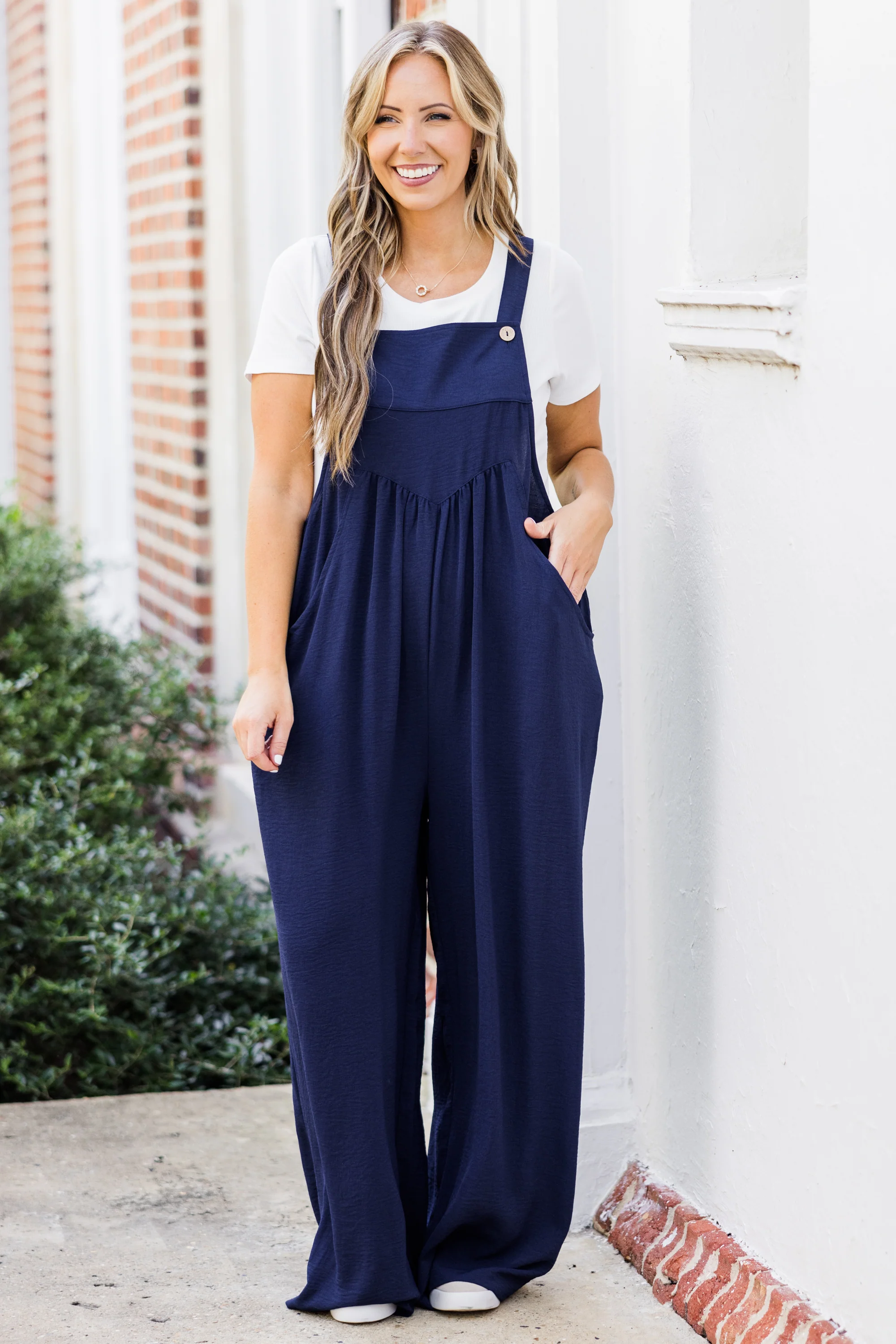 Got To Laugh Jumpsuit, Navy - Weilaico