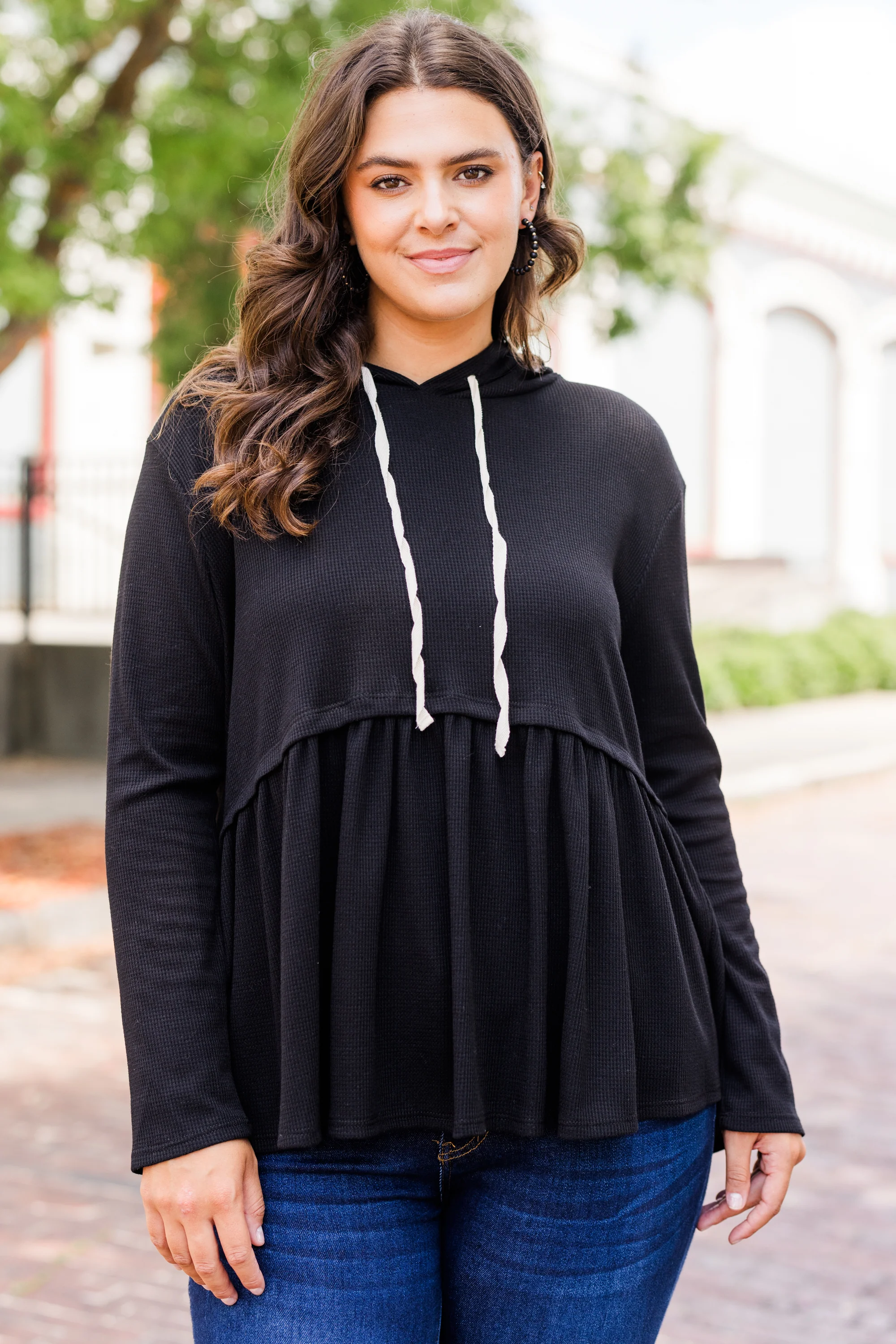 Cozy Geo Hoodie, Black - Weilaico