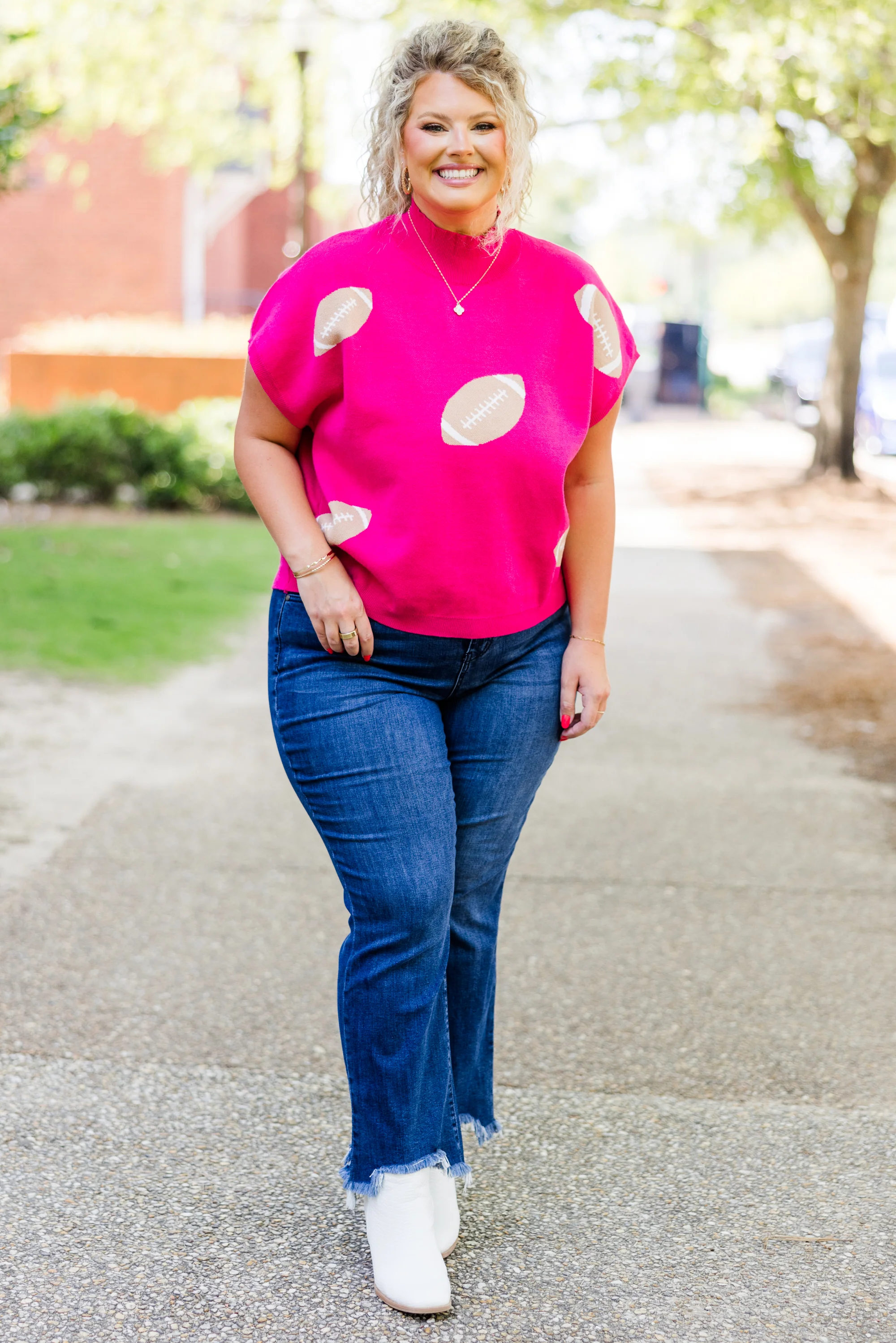 Football Mama Sweater, Pink - Weilaico