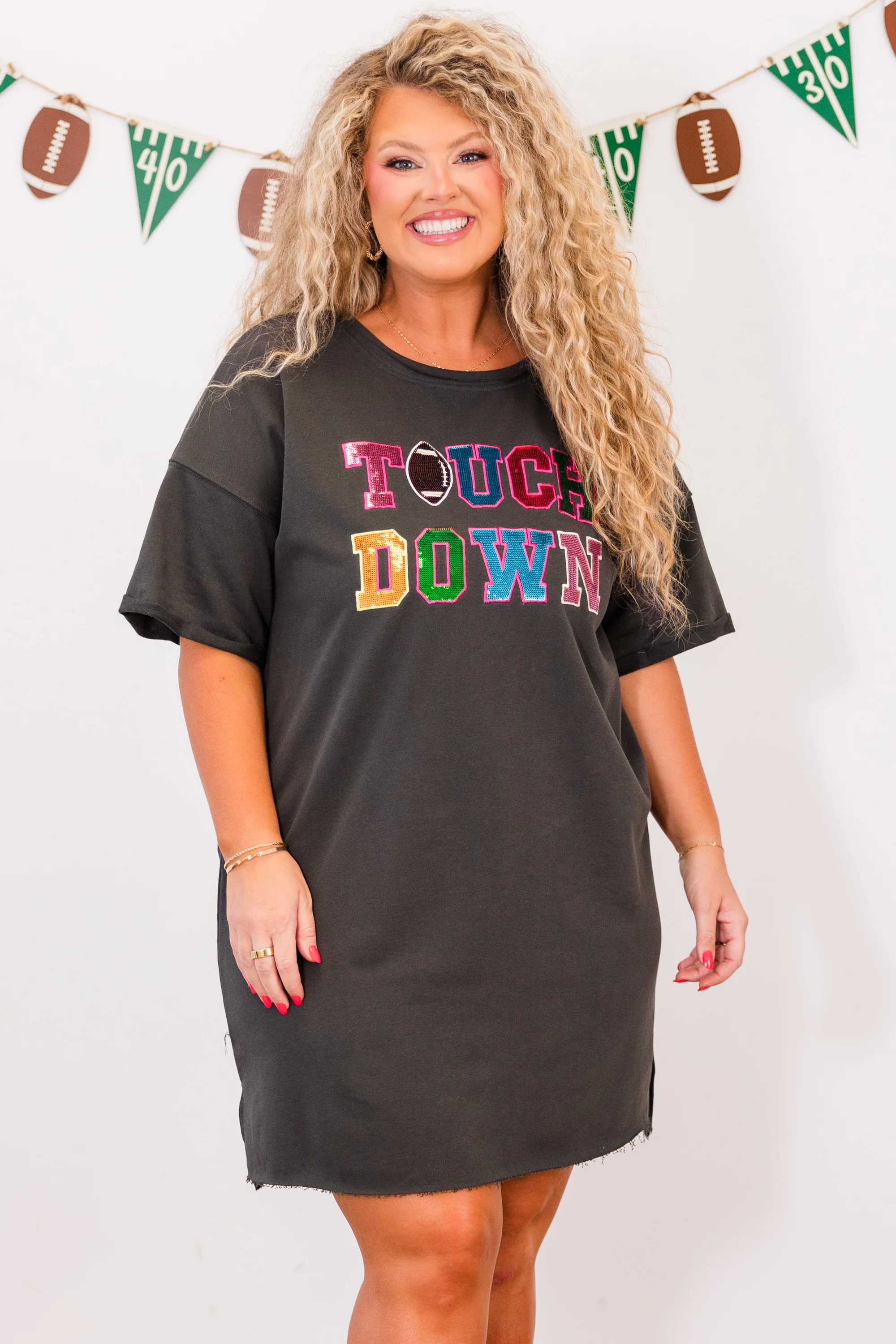 Touchdown Cheers Dress, Charcoal - Weilaico