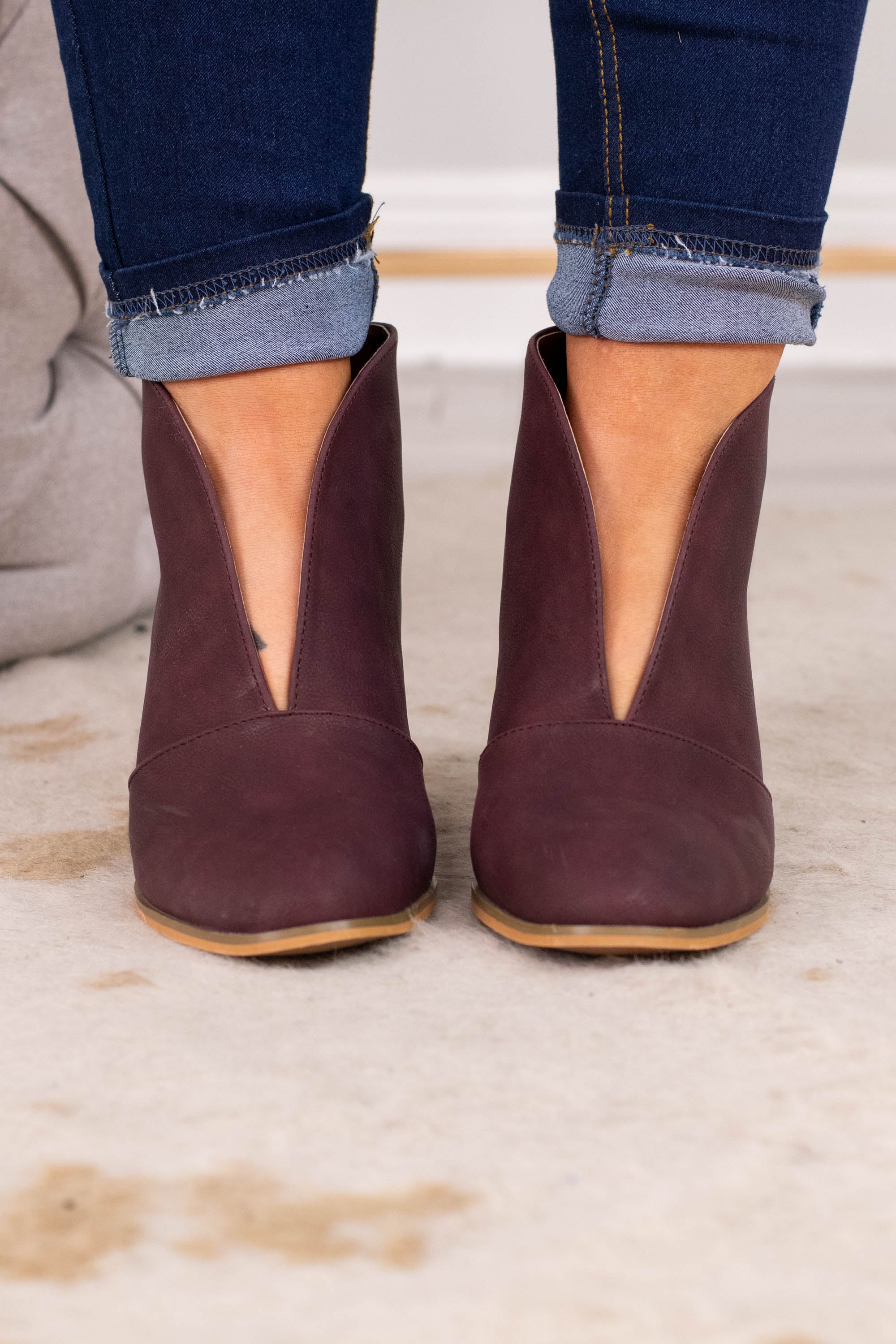 Keep On Walkin' Booties, Wine - Weilaico