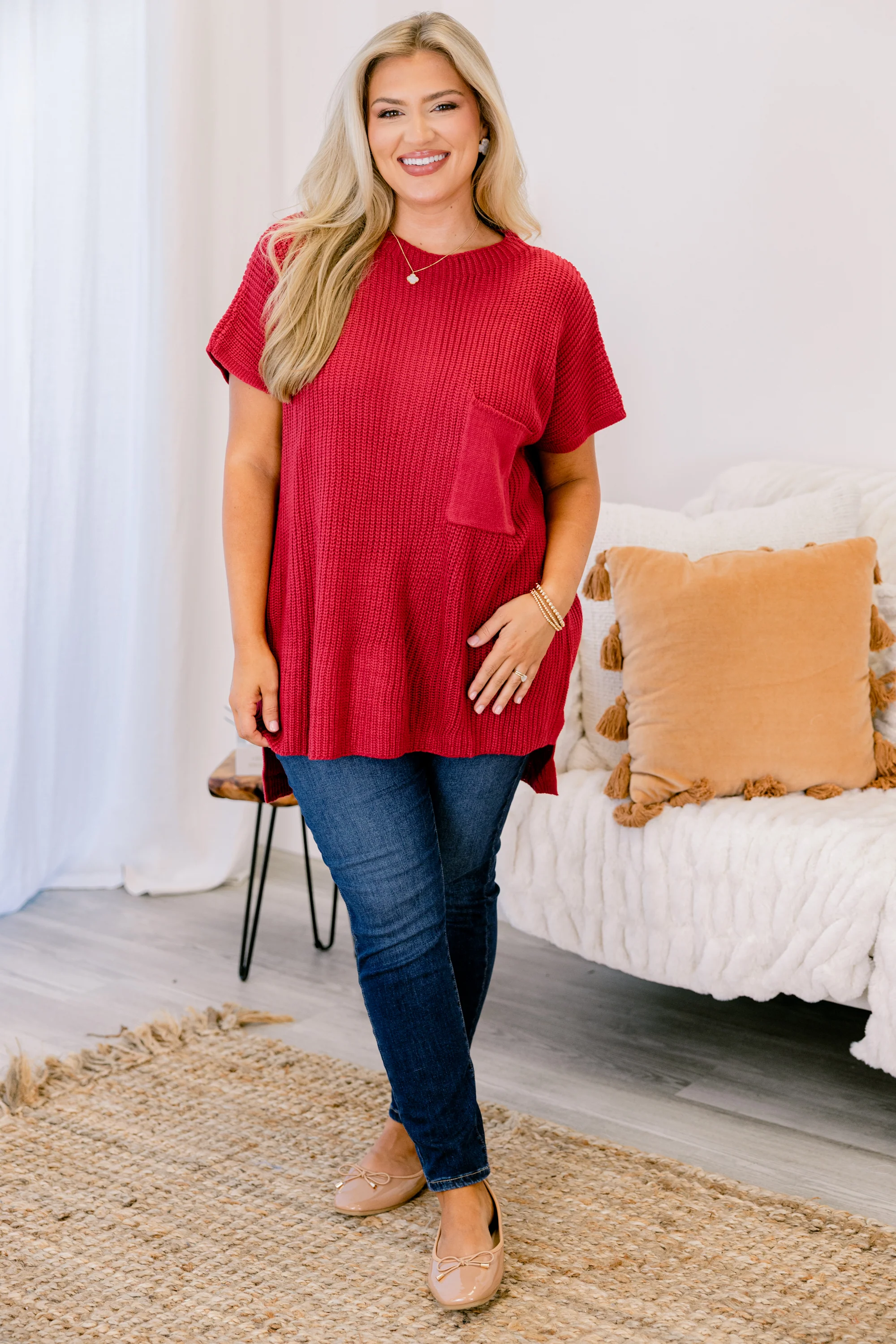 Imagine My World Sweater, Red - Weilaico