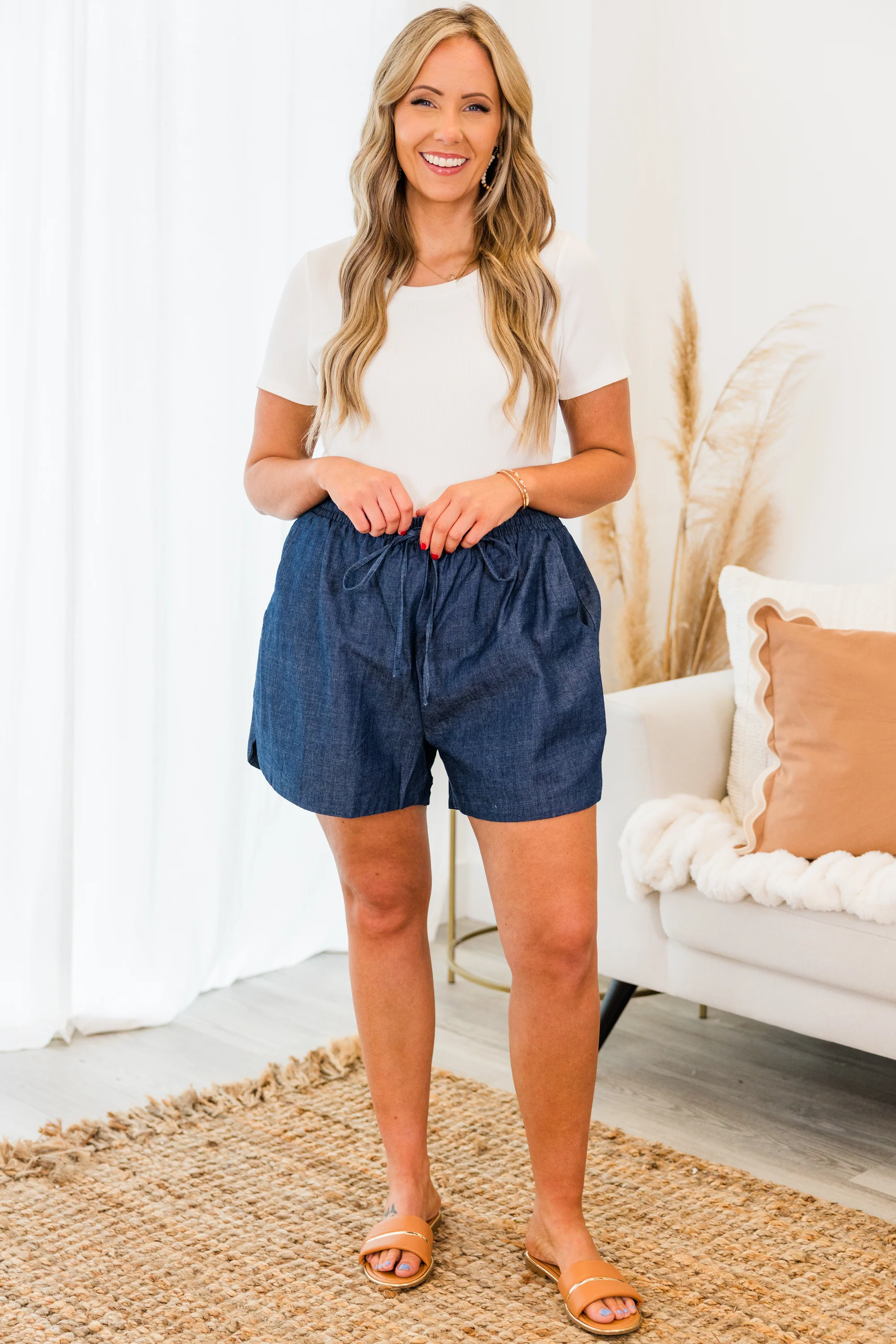 Tell Me More Shorts, Navy - Weilaico