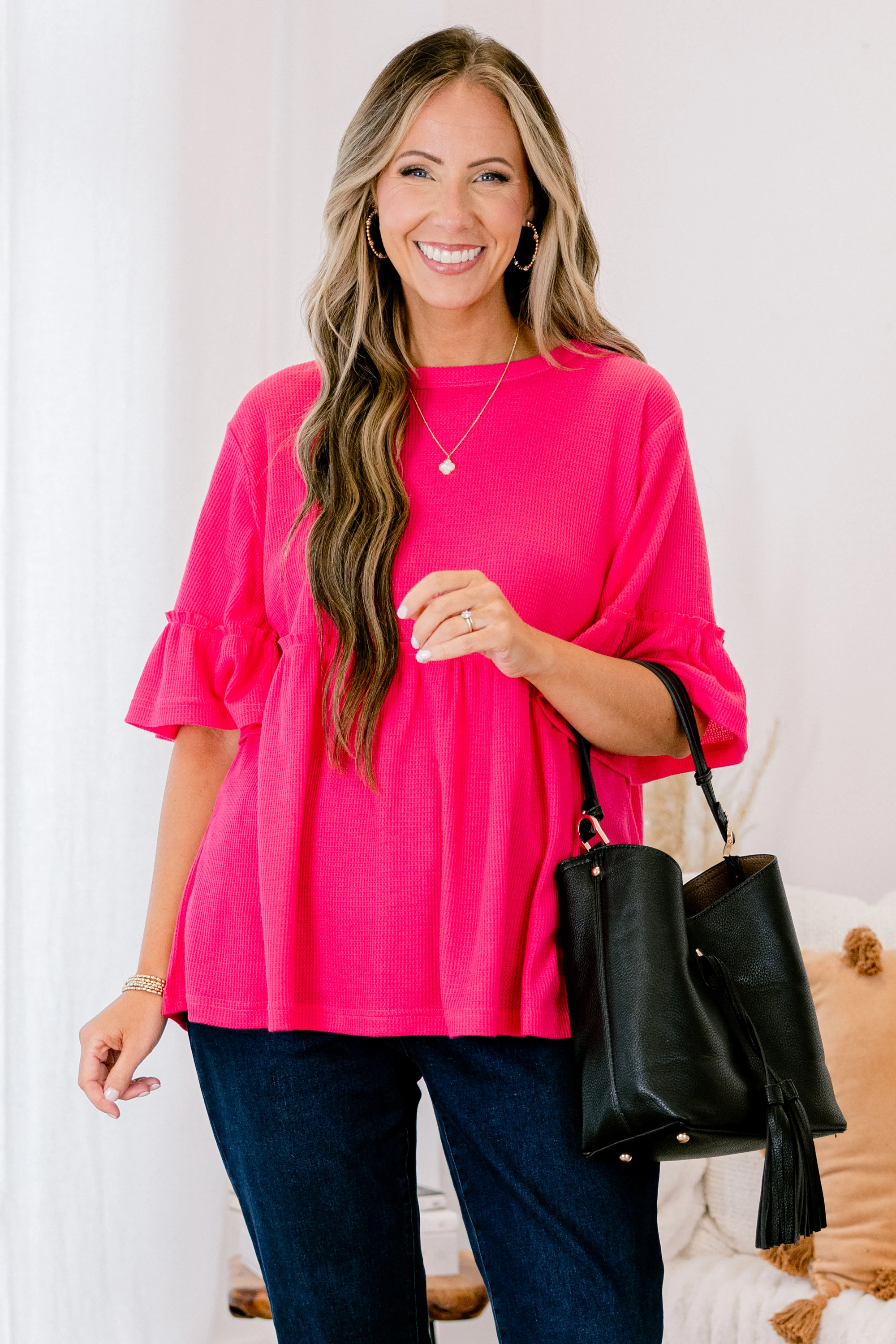 Completely Yours Tunic, Hot Pink - Weilaico