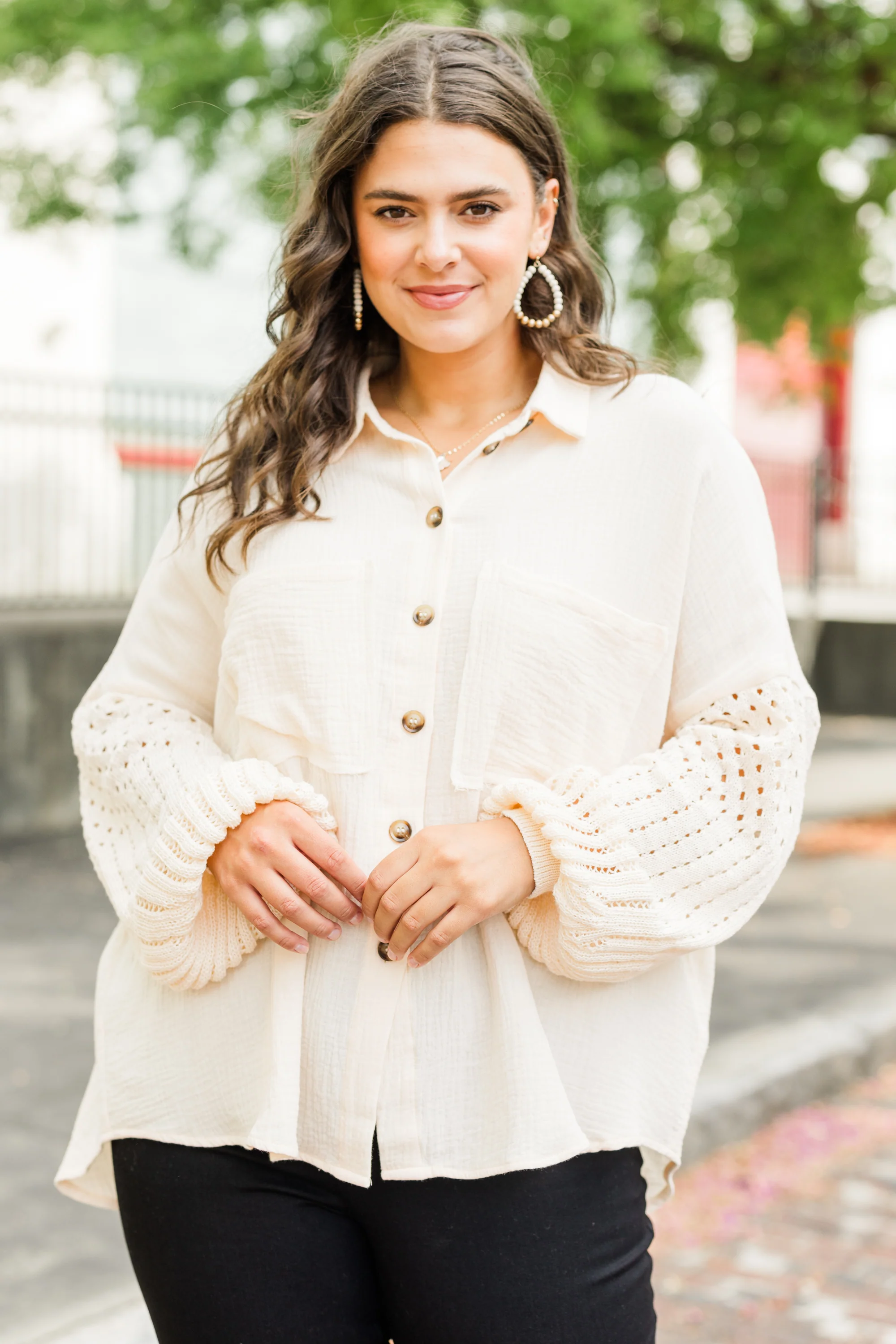 Whispering Petals Top, Cream - Weilaico