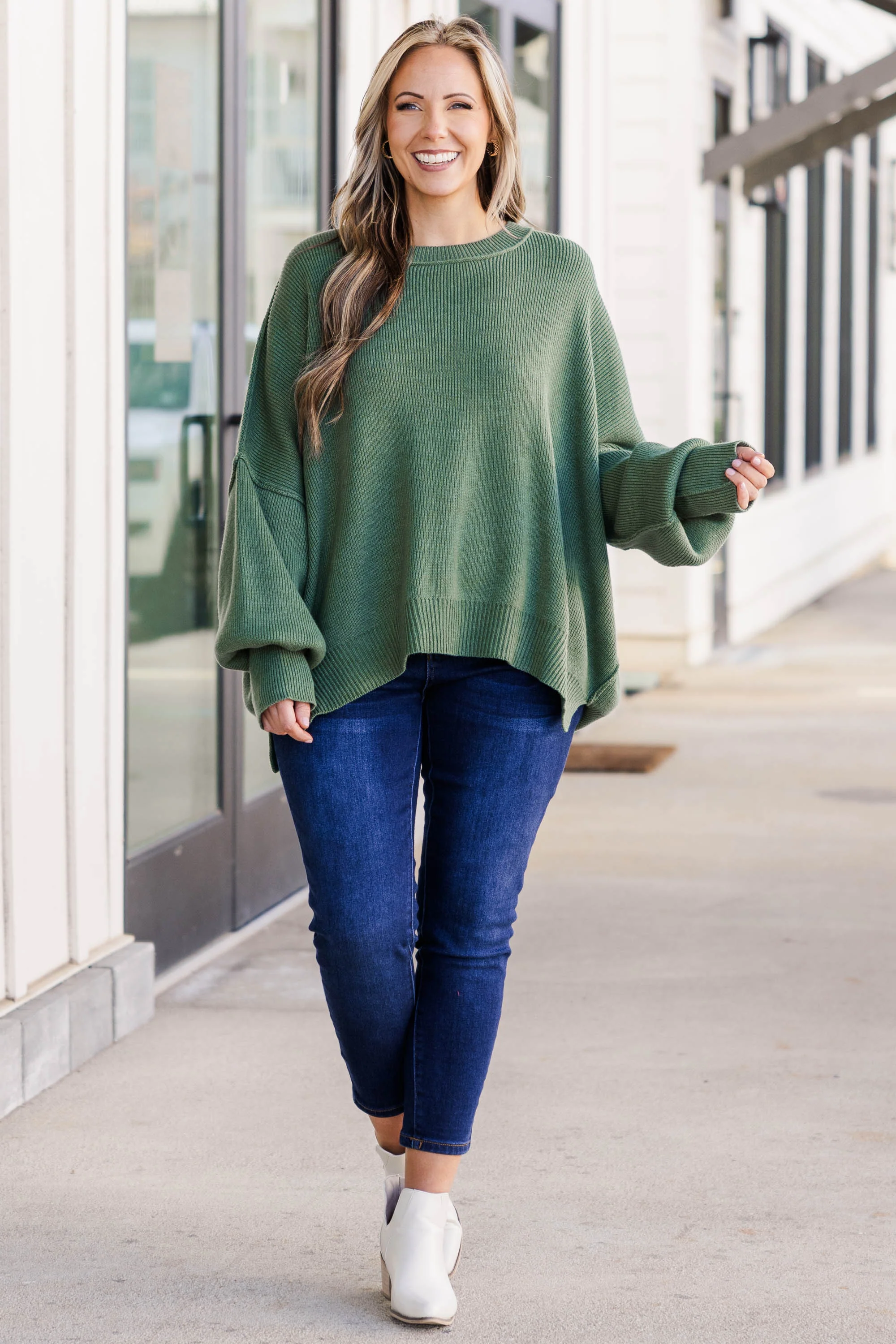Magically Perfect Sweater, Olive - Weilaico