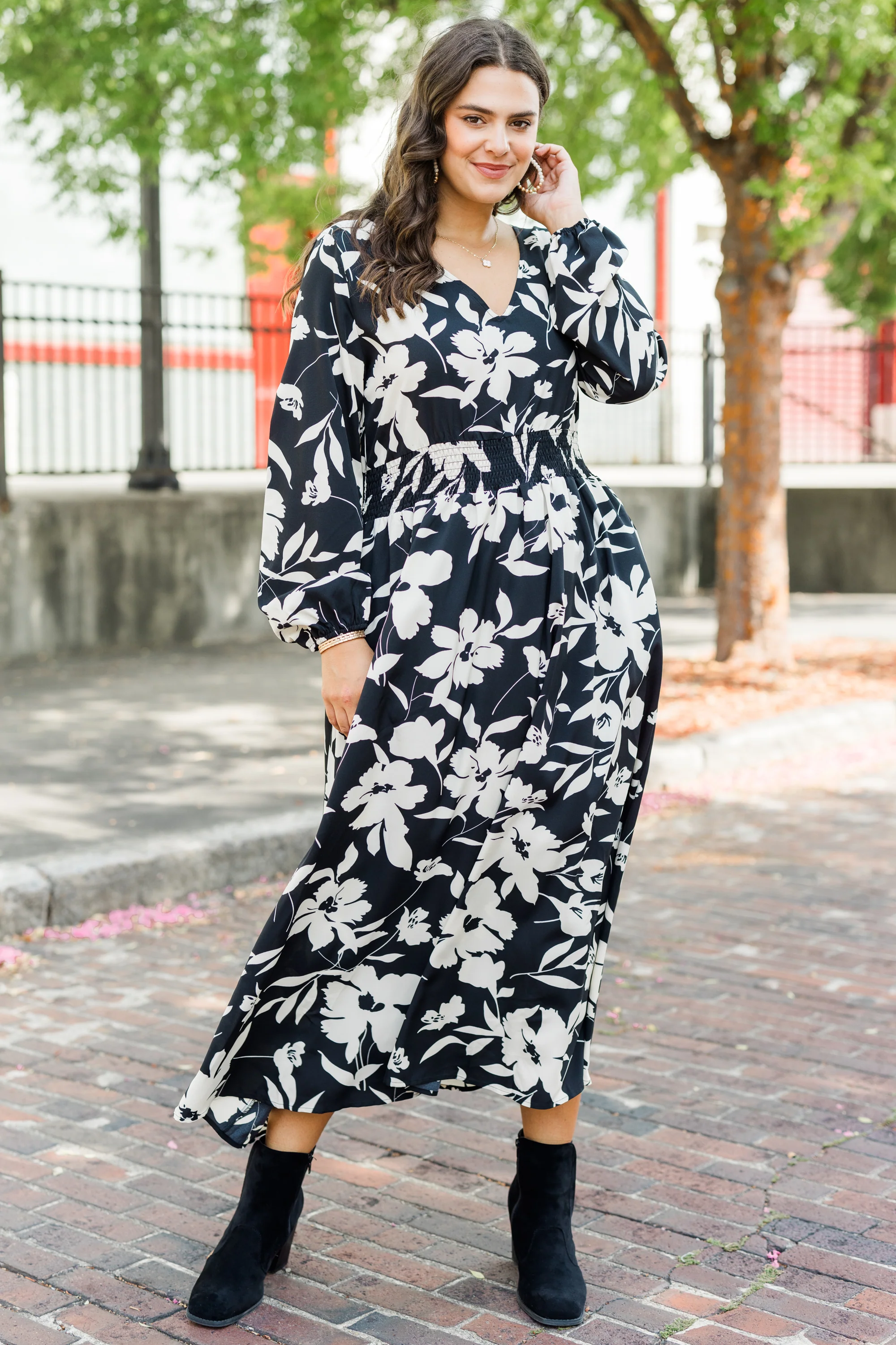 Alluring Autumn Dress, Black - Weilaico