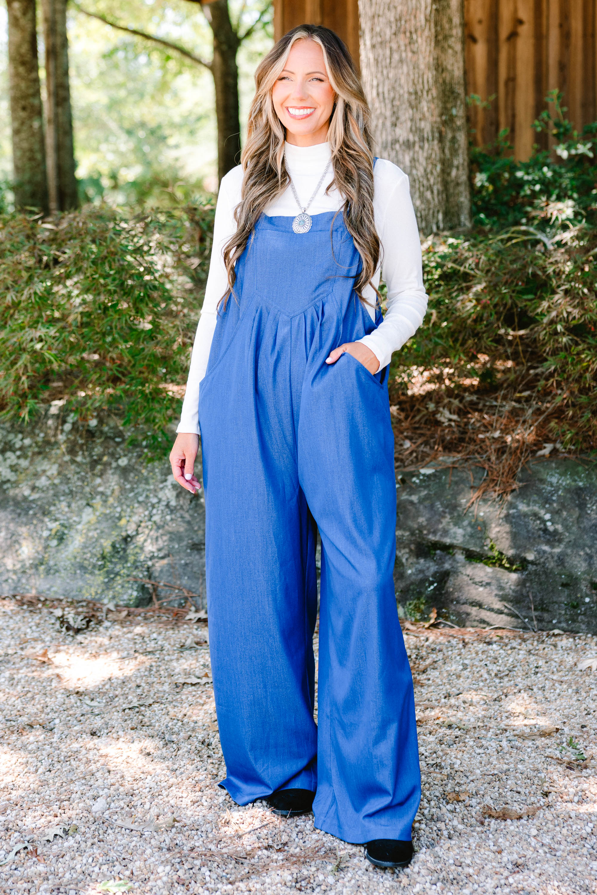 Got To Laugh Jumpsuit, Denim - Weilaico