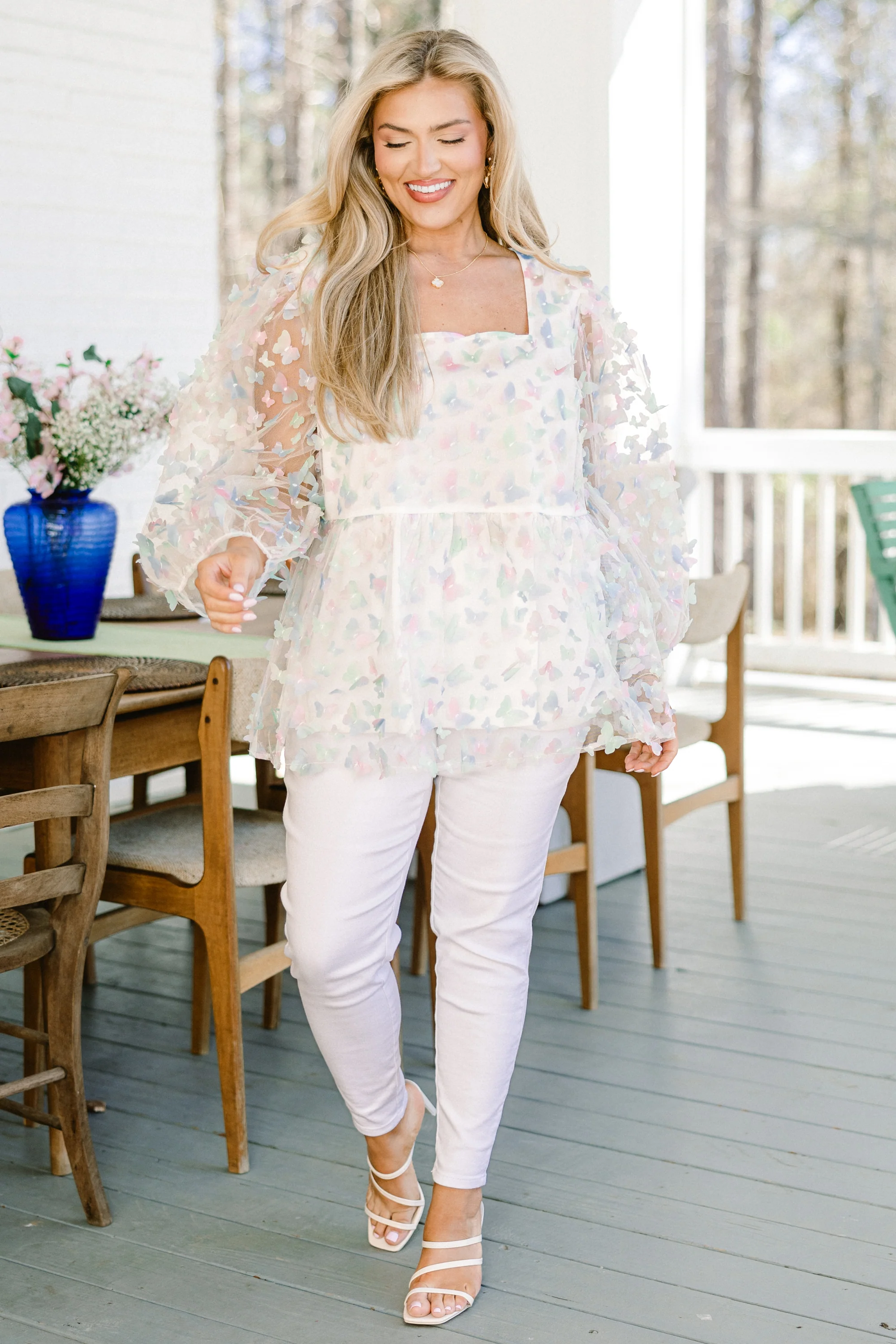 Ribbons In The Sky Top, Sage Mix - Weilaico