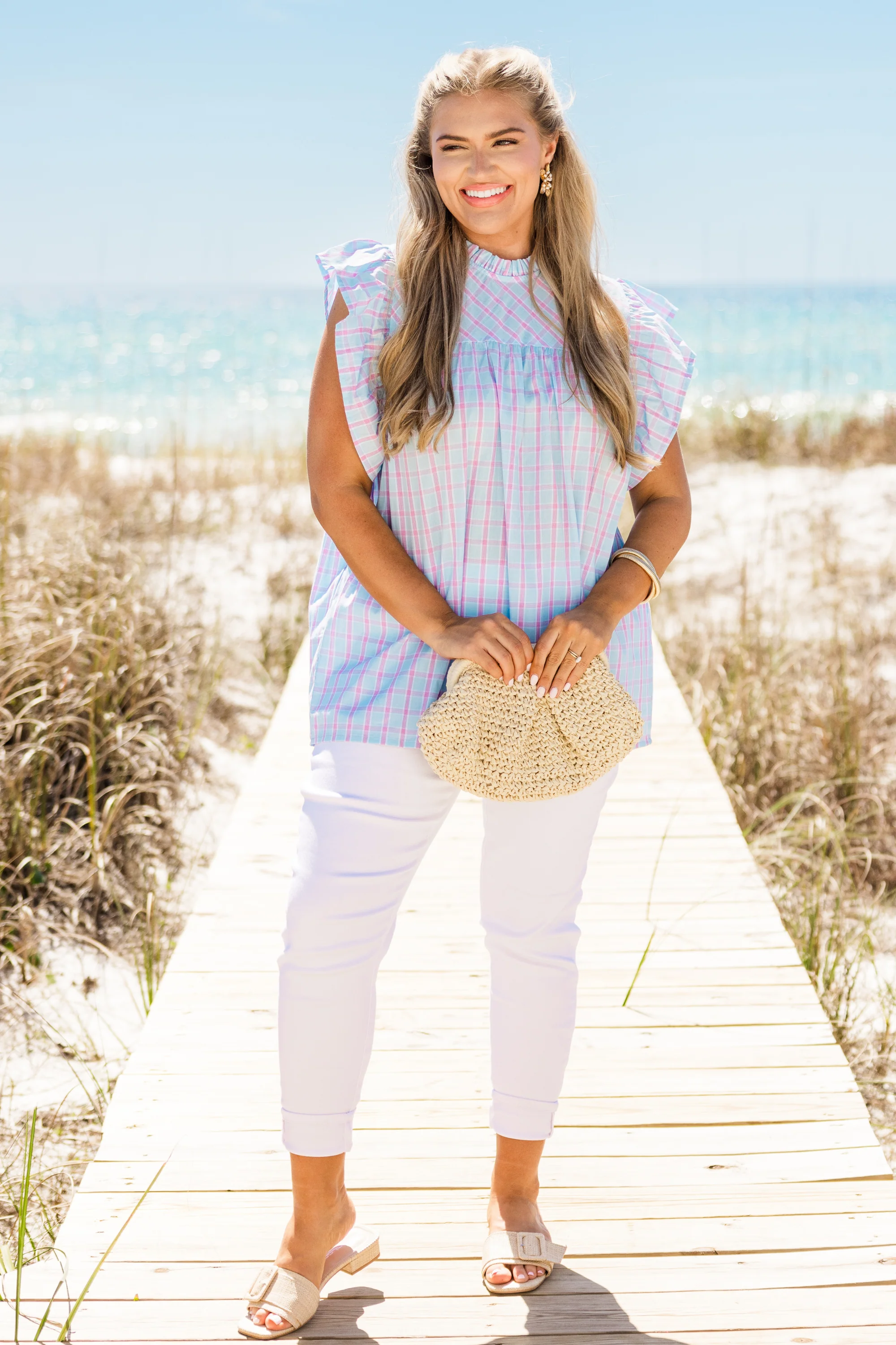 Picnic Lover Top, Blue - Weilaico
