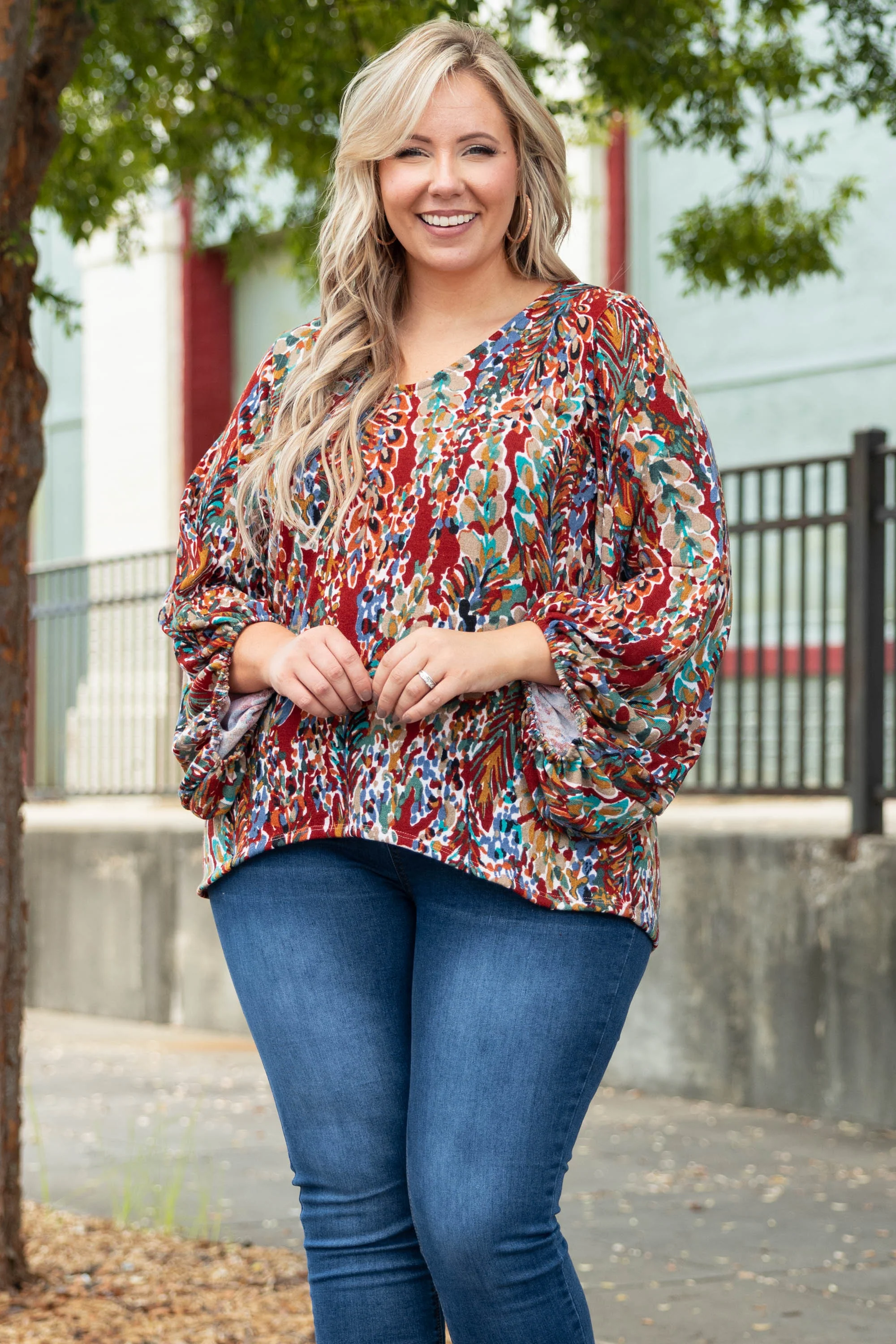 Honey Floral Top, Marsala - Weilaico