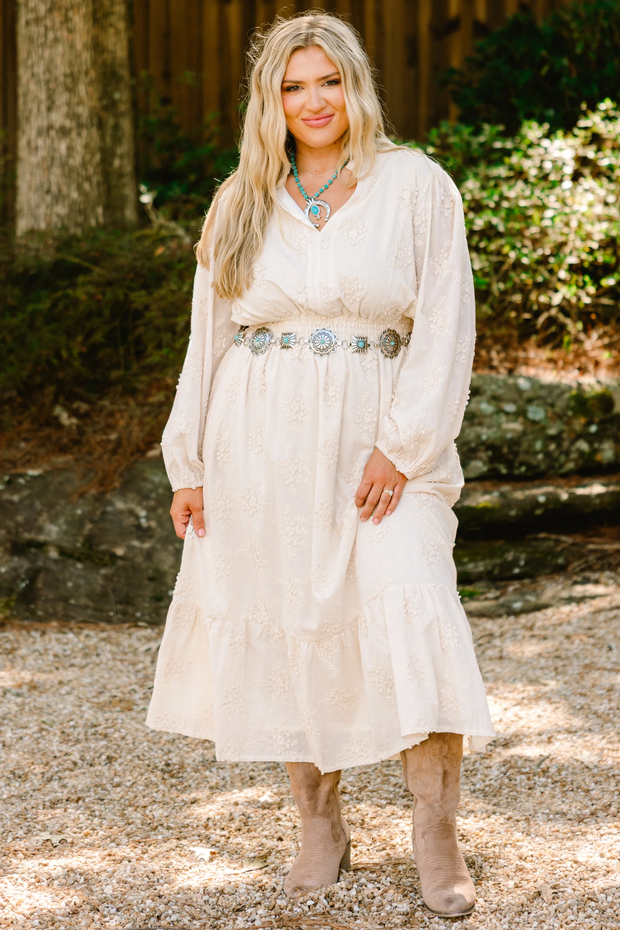 No Need To Rush Dress, Cream - Weilaico