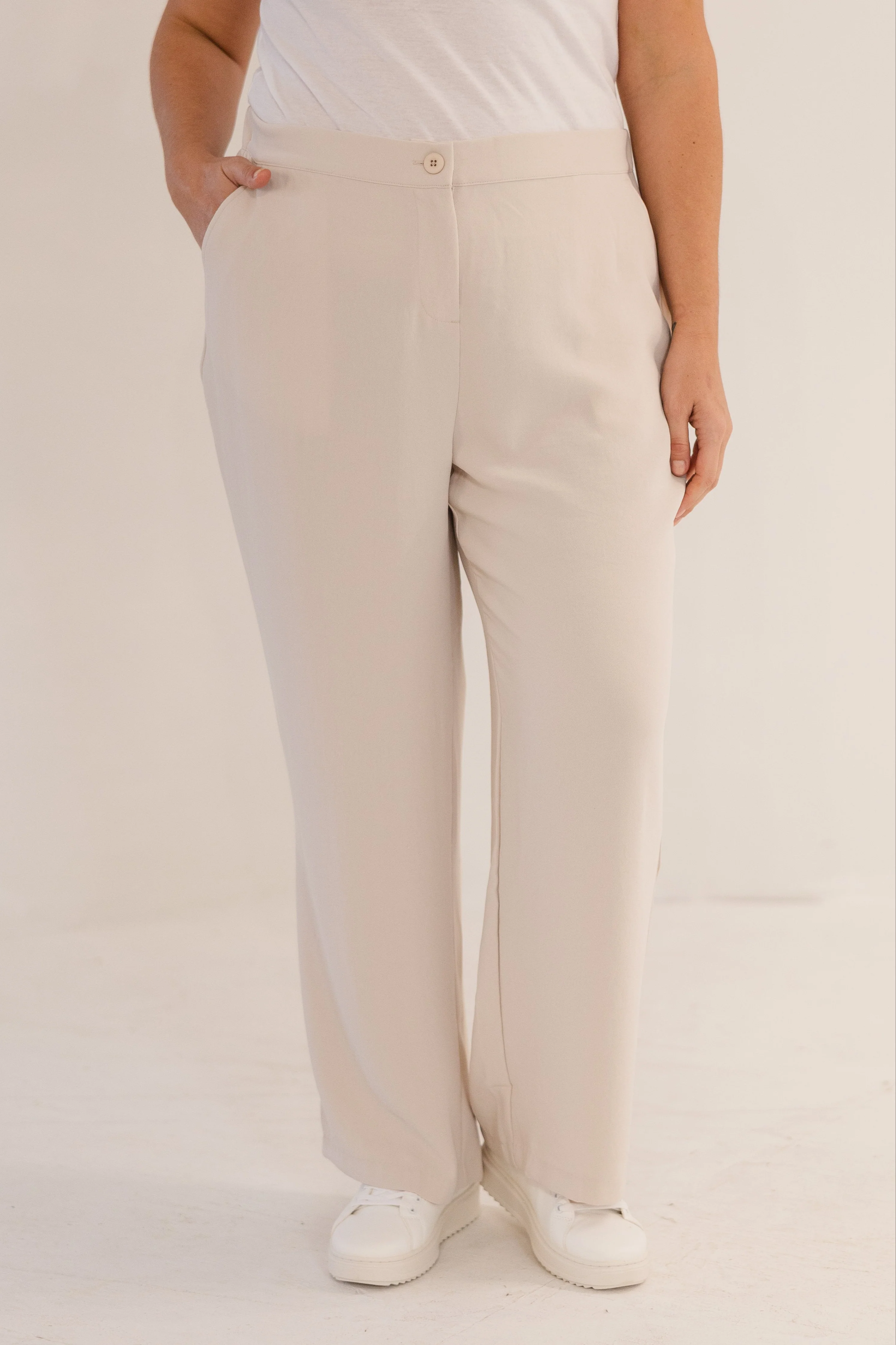 Lena Straight Leg Pant, Stone - Weilaico