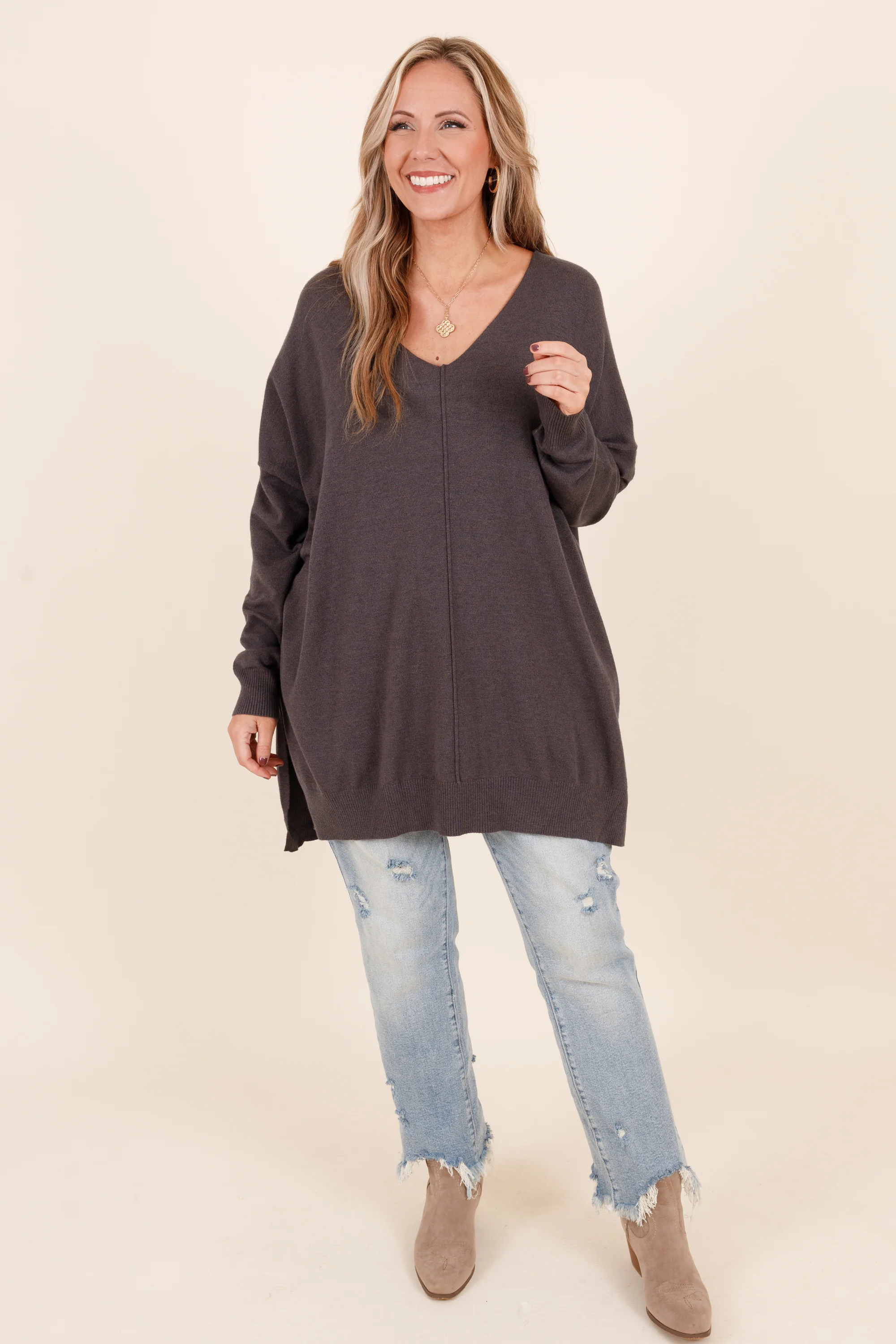 Miss Who I Was Sweater, Ash Grey - Weilaico