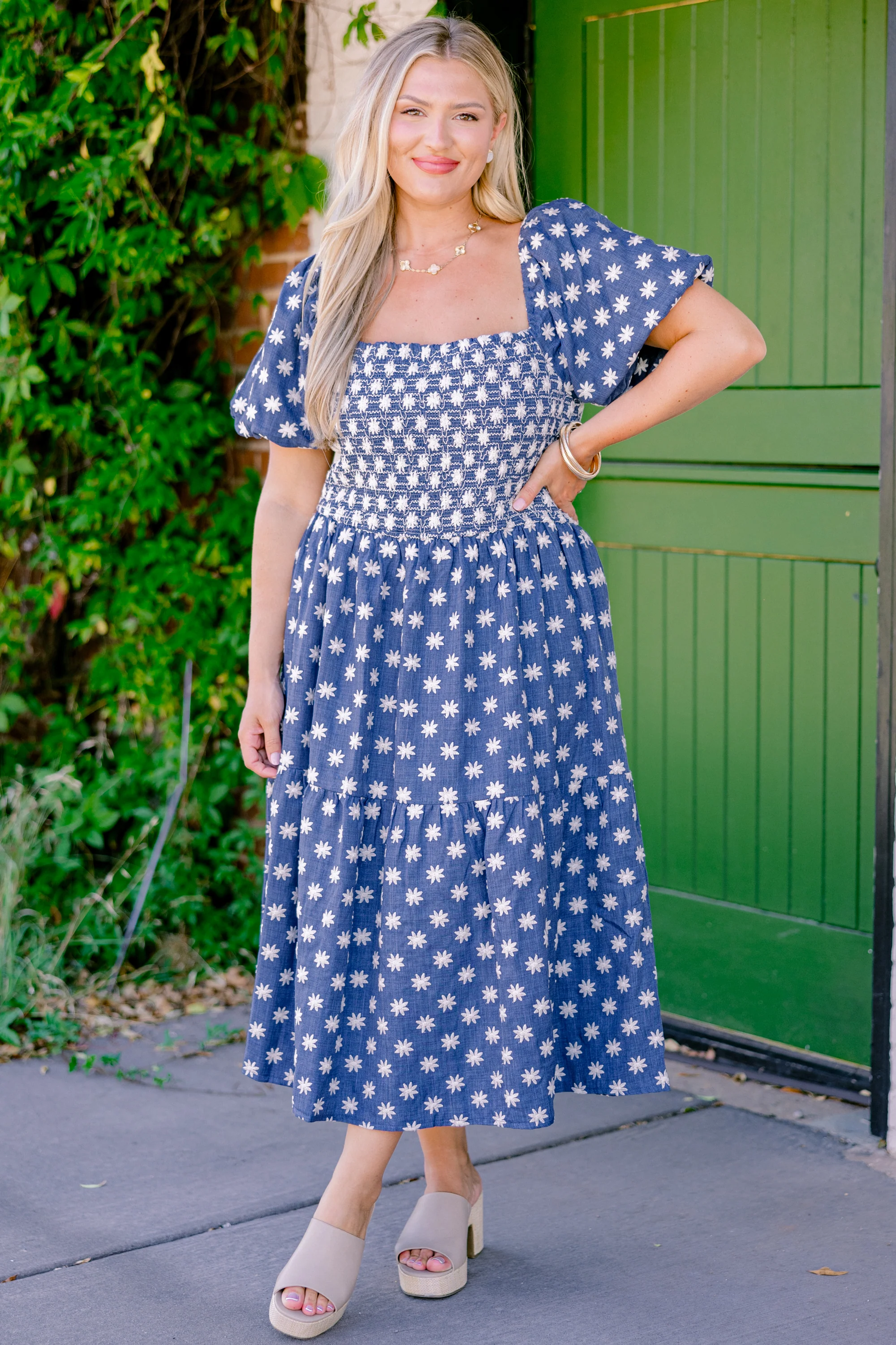 Feeling Grateful Midi Dress, Denim - Weilaico
