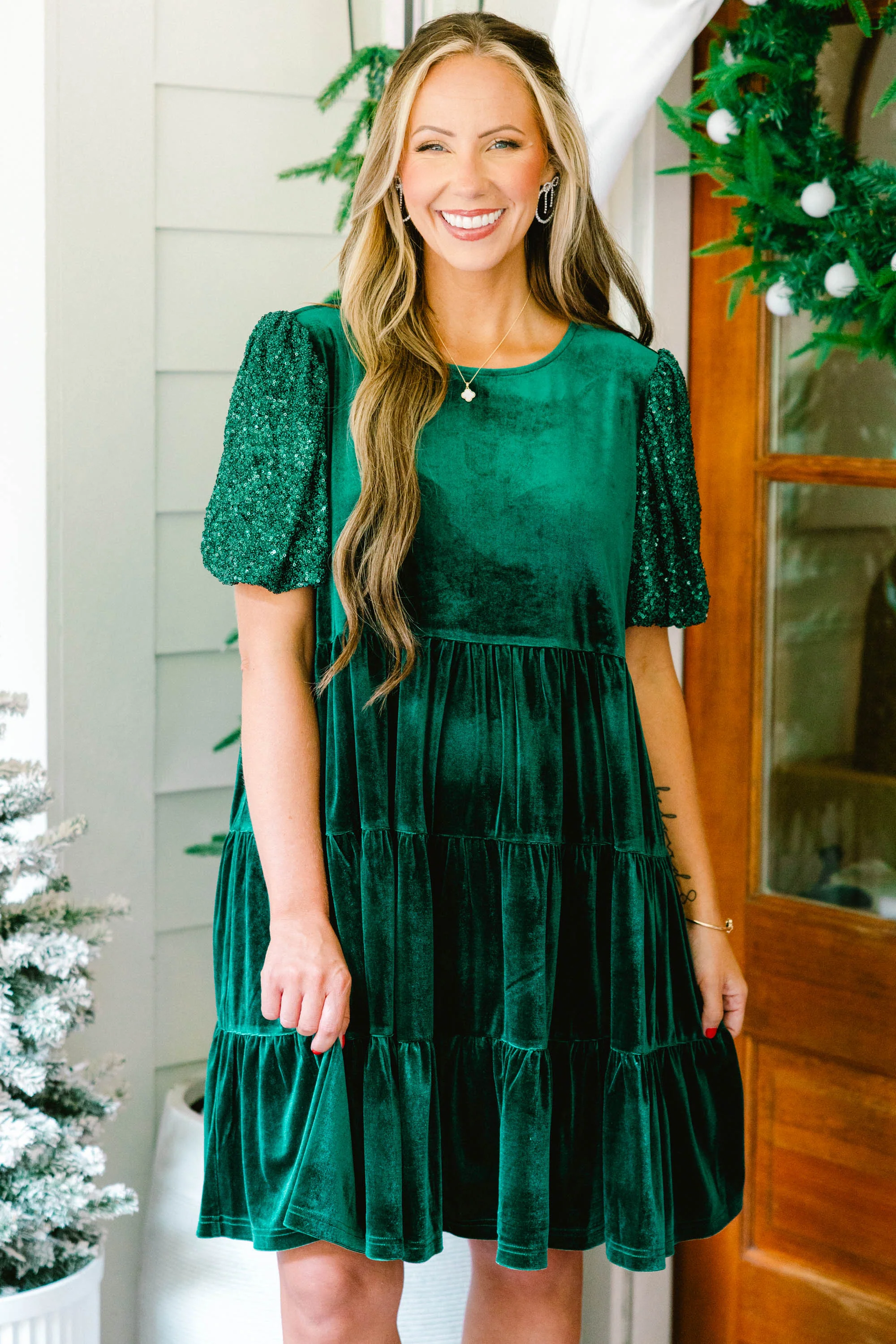 Eclipse Beauty Dress, Hunter Green - Weilaico